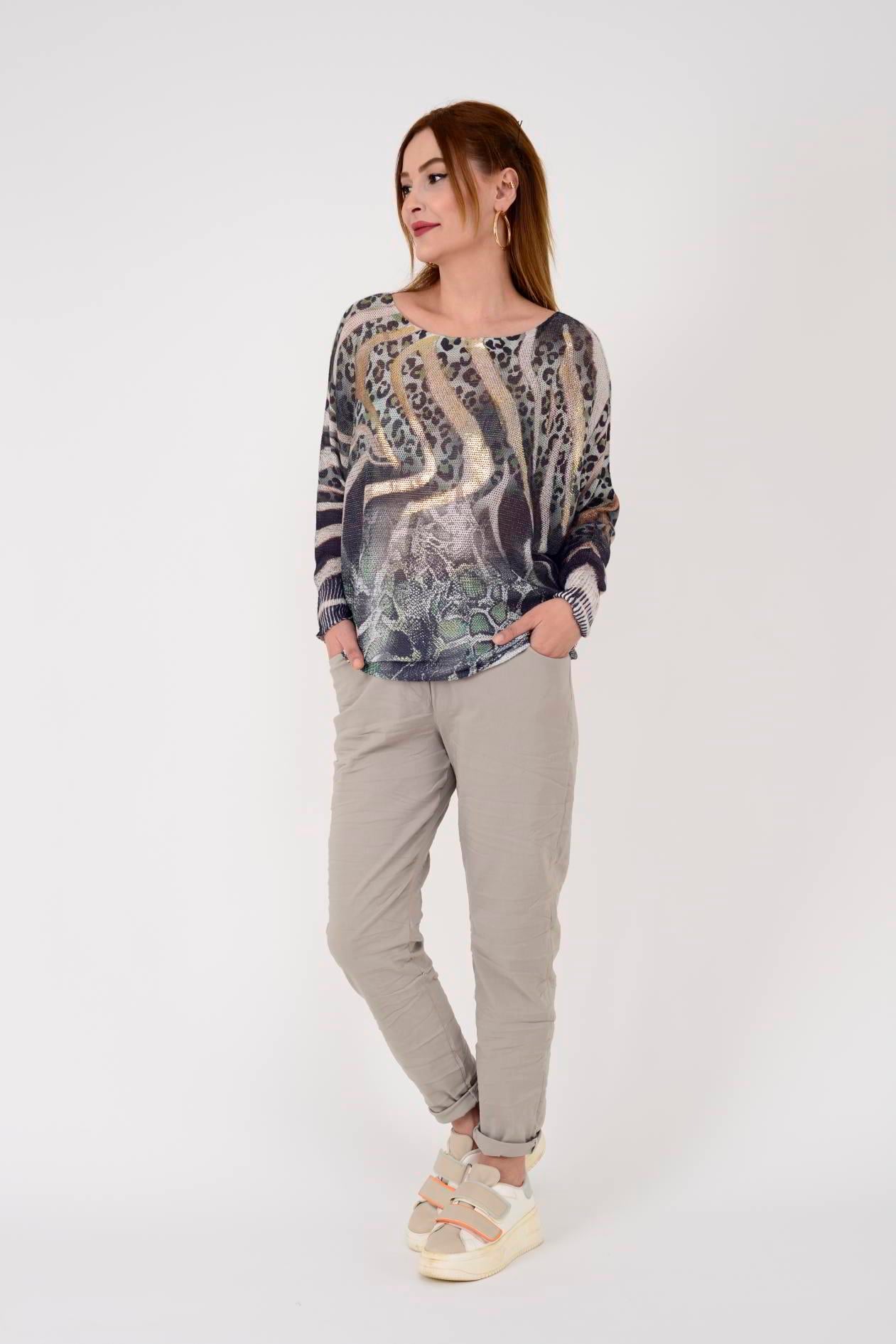 52000-7 MERRY LEOPAR DESEN MERSERİZE BLUZ