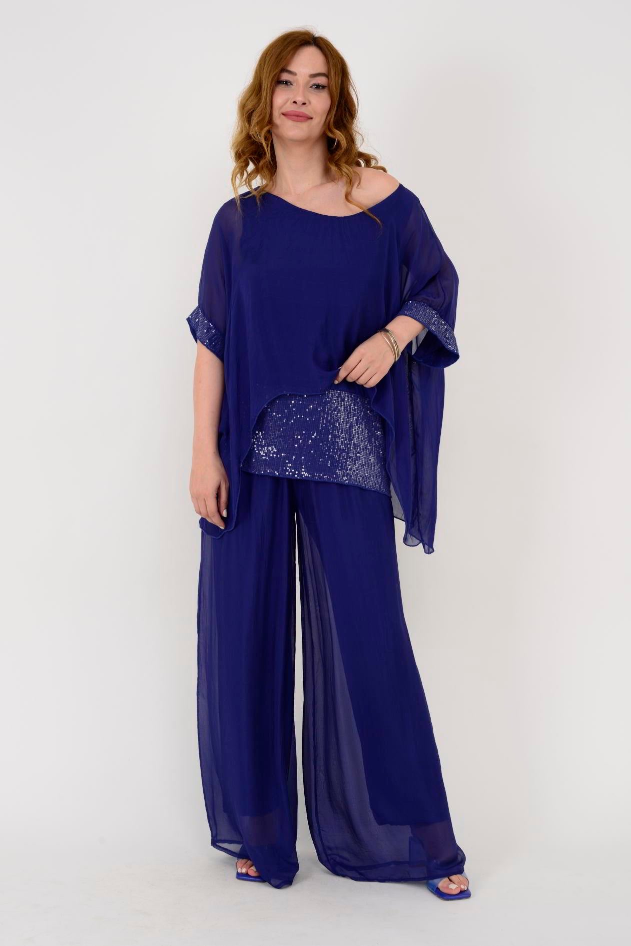 5835 PAYET DETAYLI İPEK BLUZ