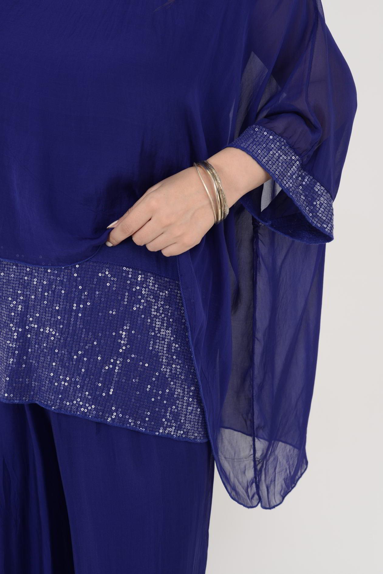 5835 PAYET DETAYLI İPEK BLUZ