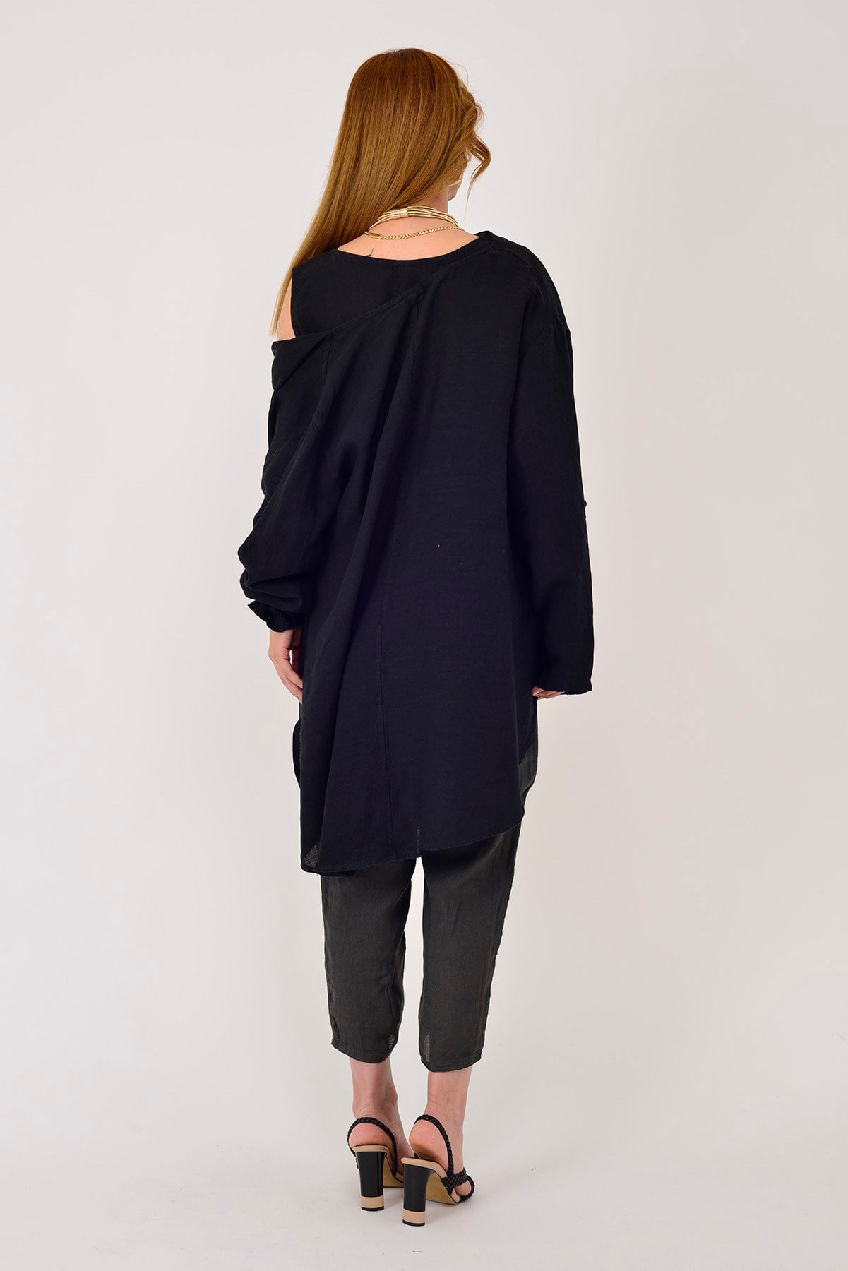 61863 DEGAJE YAKA 2Lİ KETEN BLUZ