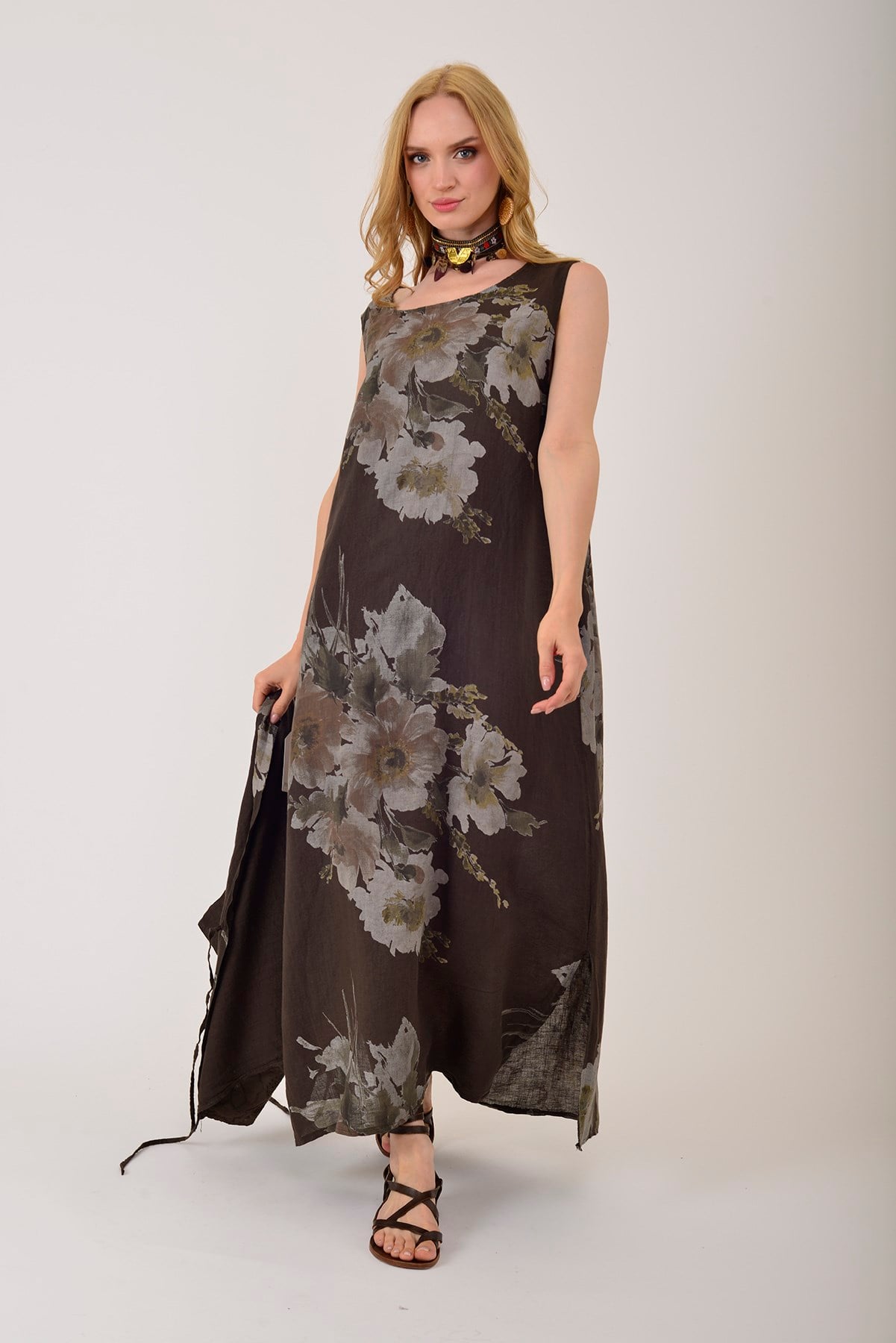 62189 BUKET DESEN BOLERO DETAYLI 2Lİ KETEN TAKIM