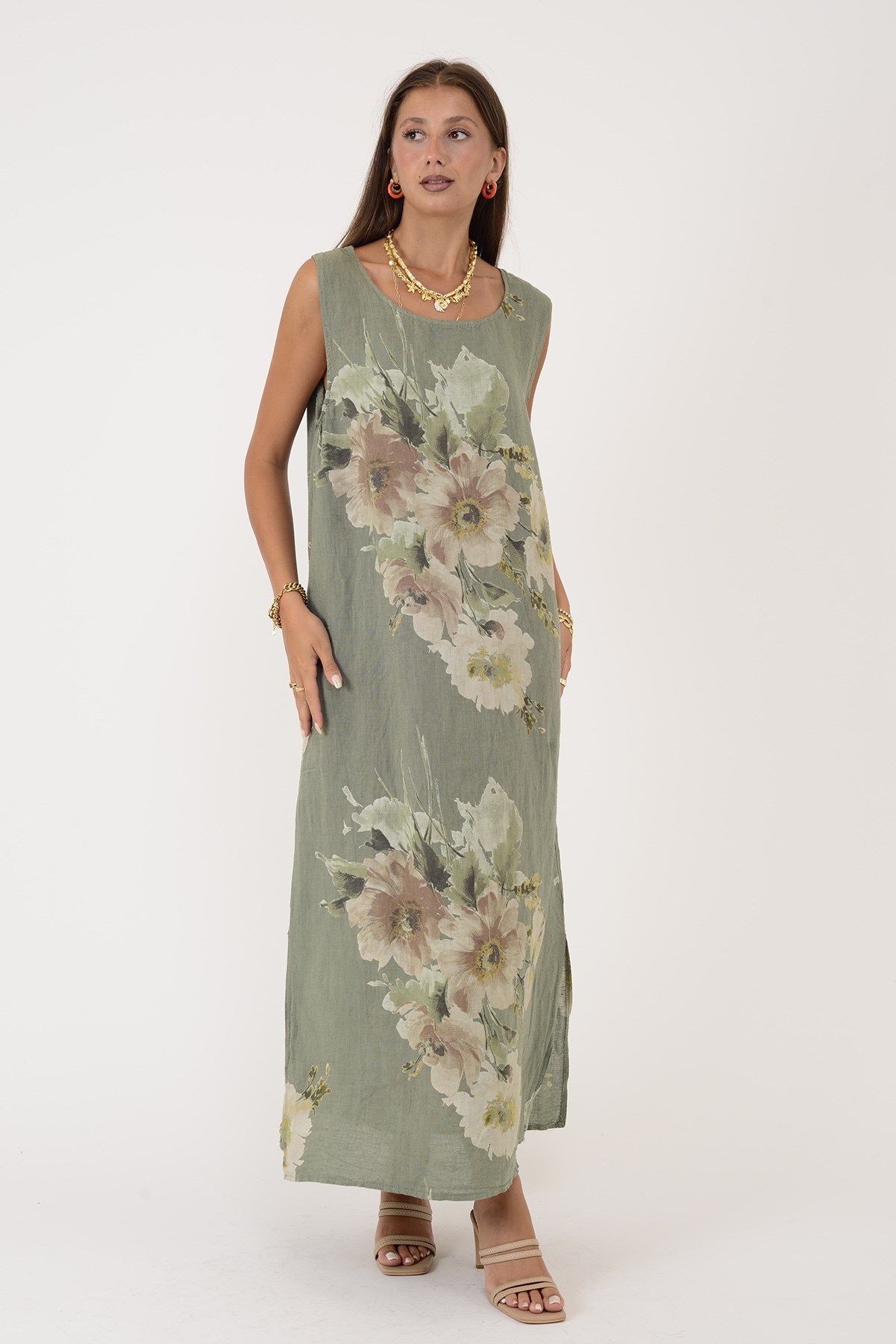62189 BUKET DESEN BOLERO DETAYLI 2Lİ KETEN TAKIM