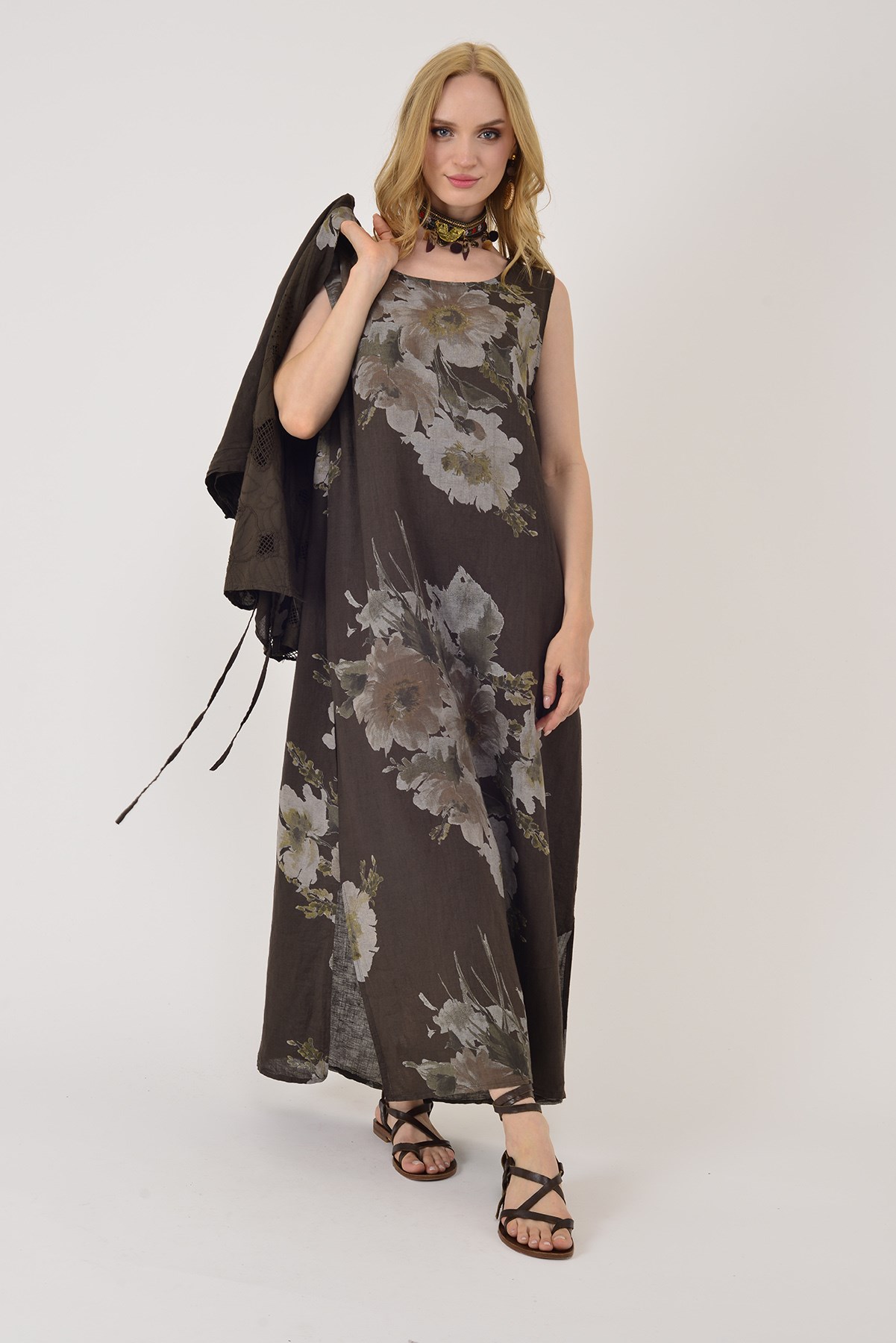 62189 BUKET DESEN BOLERO DETAYLI 2Lİ KETEN TAKIM