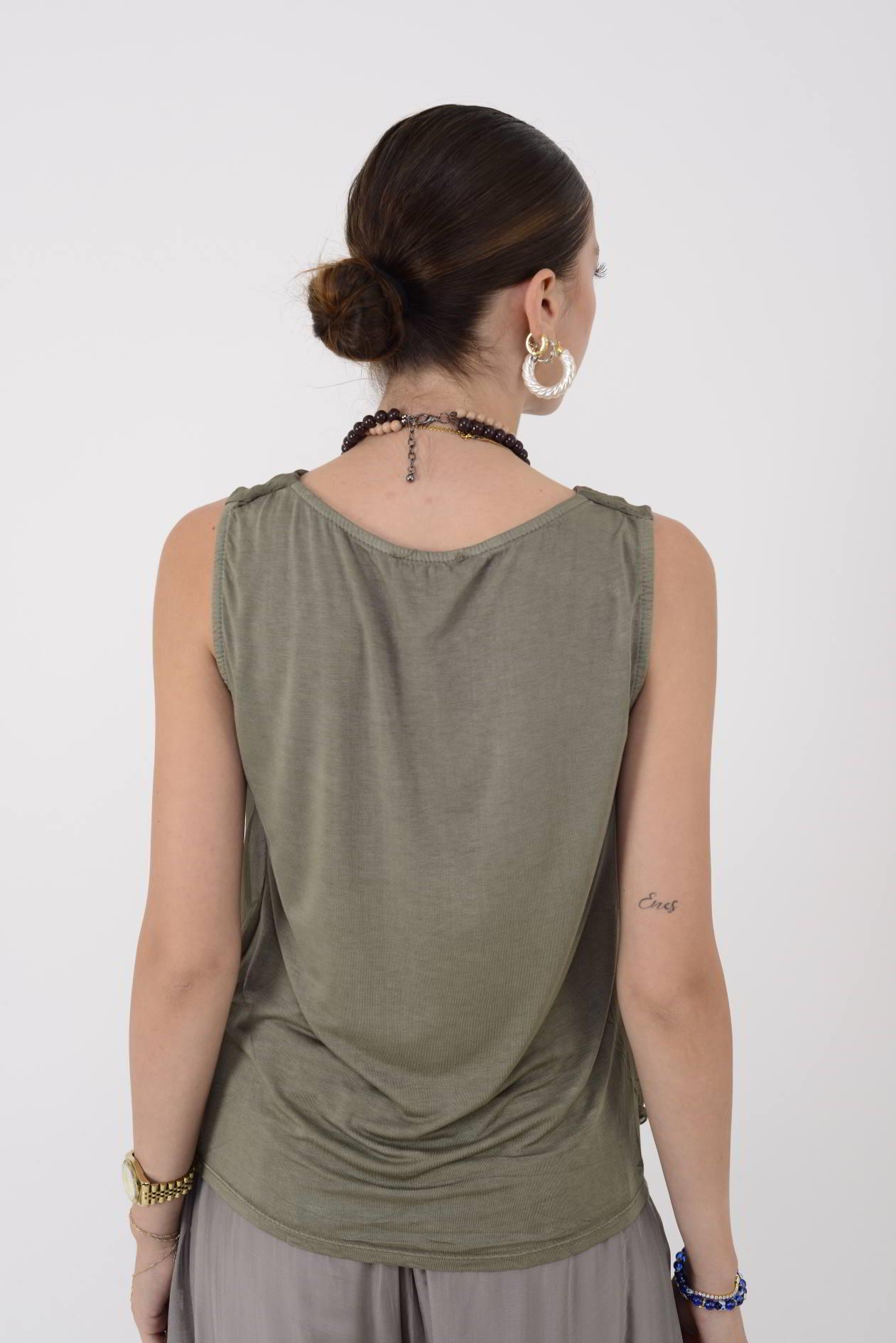 64967 DEGAJE YAKA KOLSUZ İPEK BLUZ
