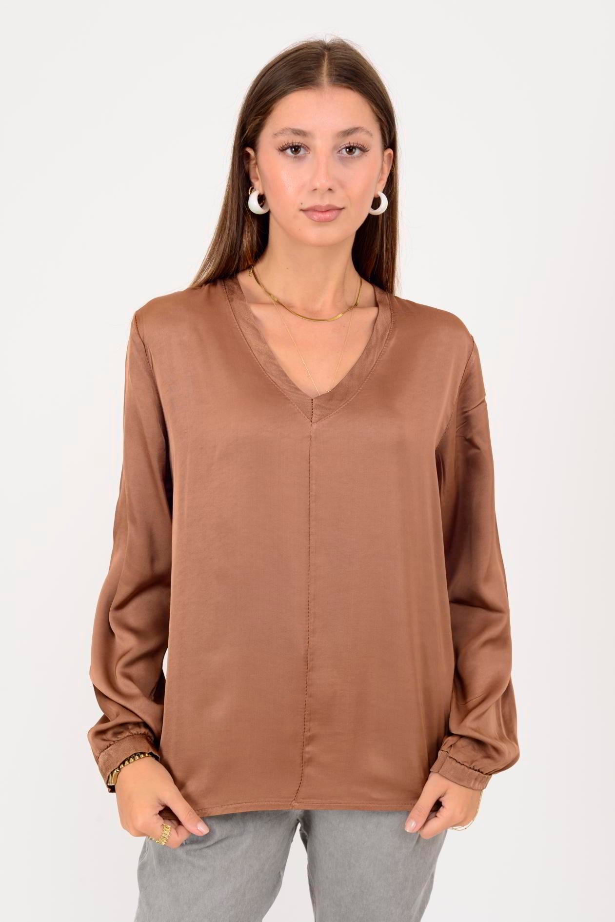 65034 UZUN KOLLU SATEN BLUZ