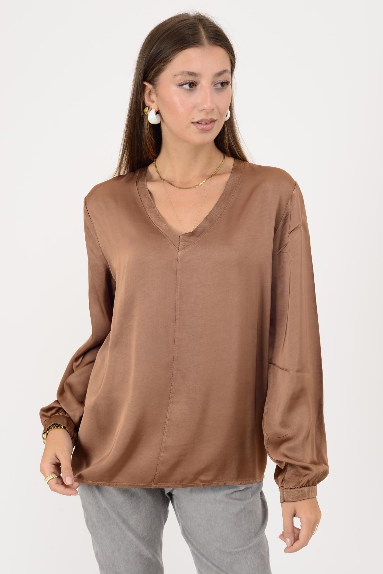65034 UZUN KOLLU SATEN BLUZ