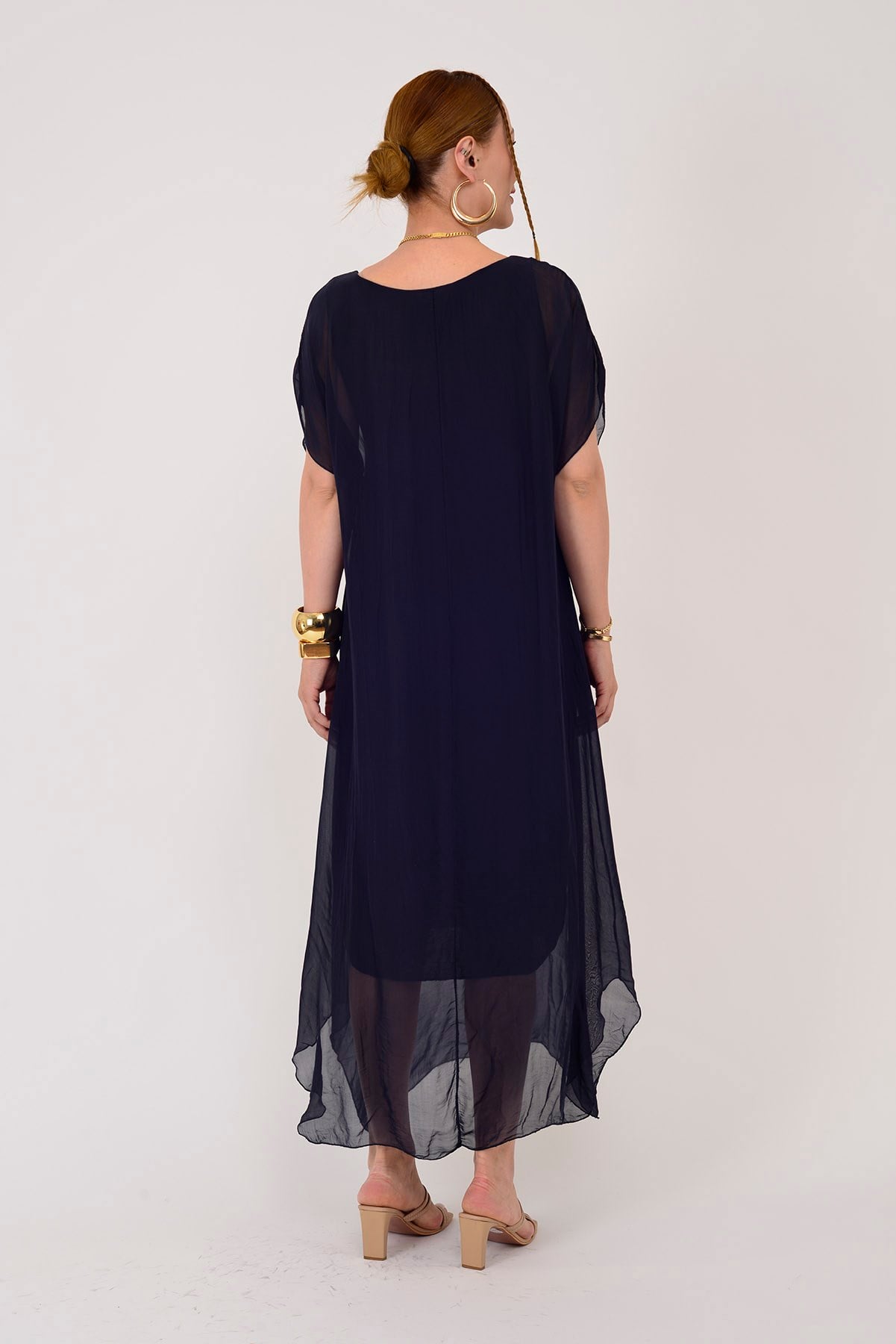 66163 KISA KOL İPEK ELBİSE