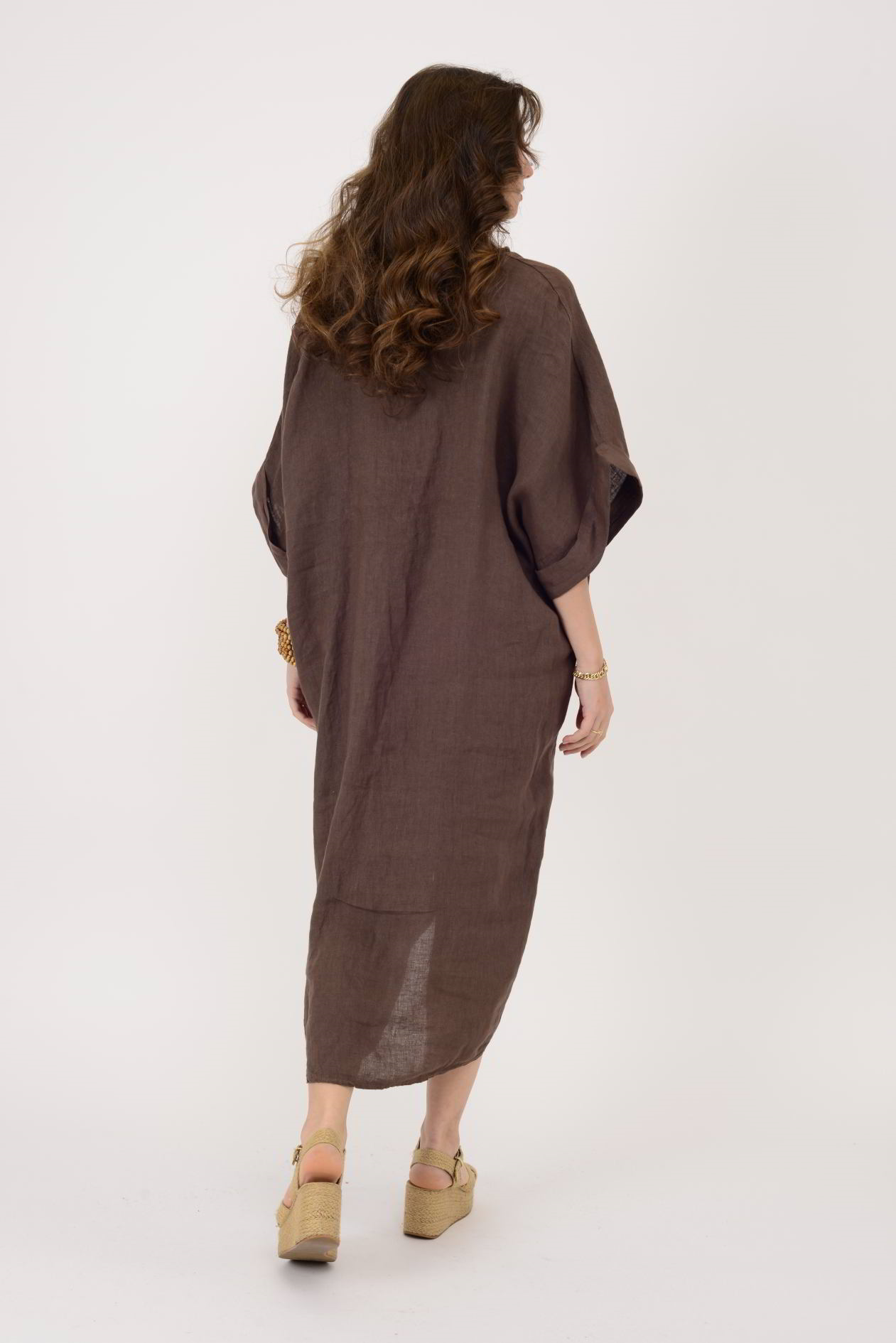 71855 LEAF KETEN ELBİSE