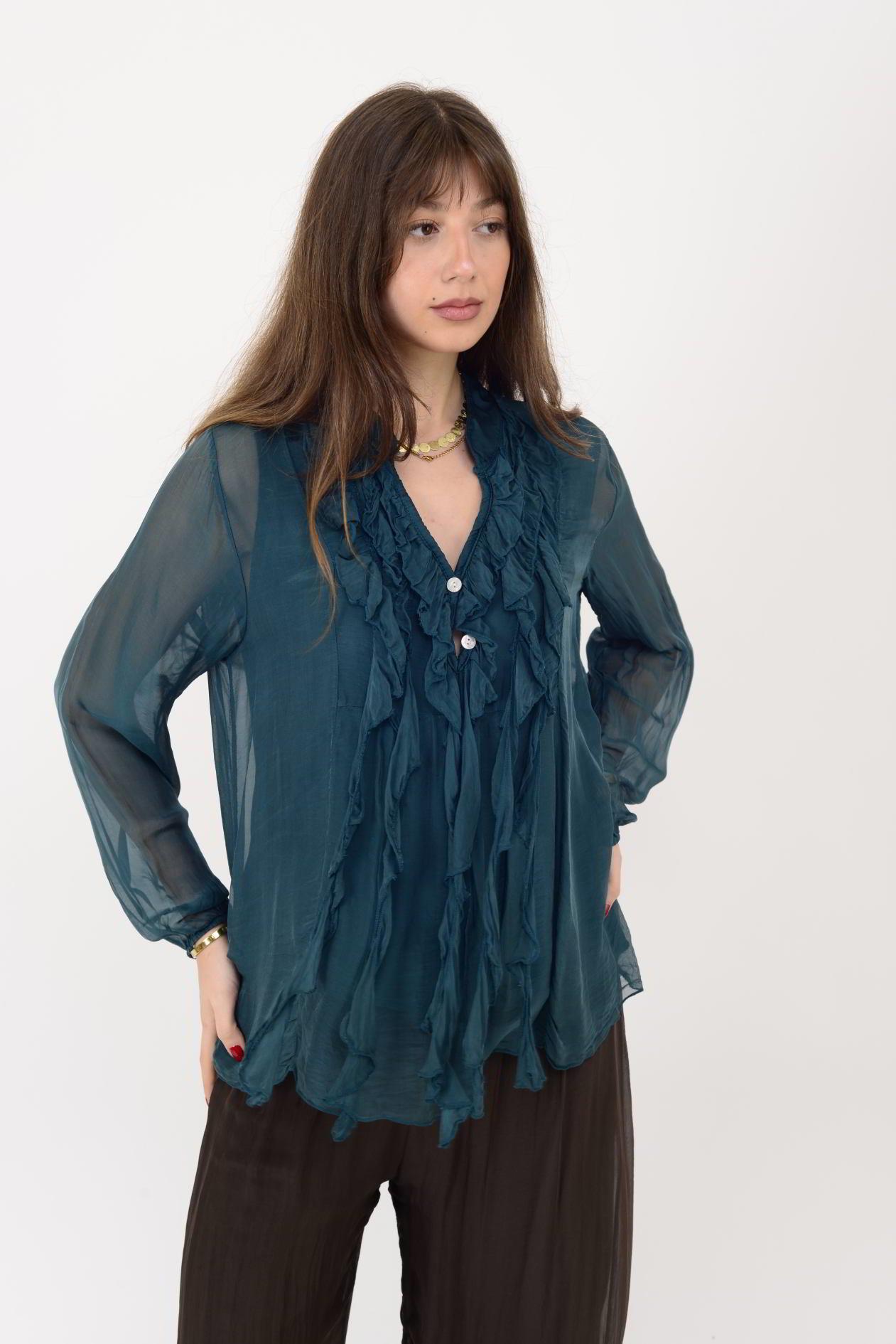 7322 COSTELLO FIRFIR DETAYLI İPEK BLUZ