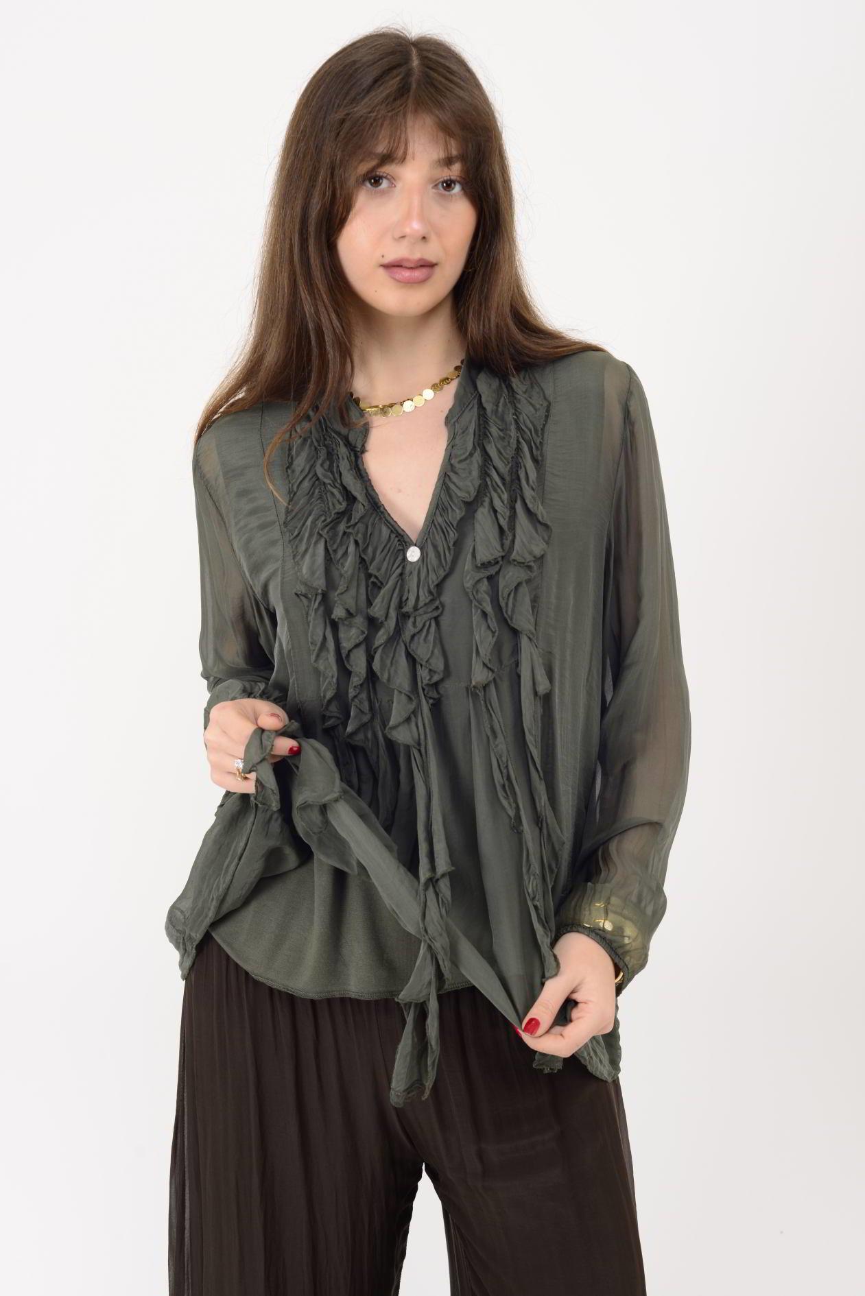 7322 COSTELLO FIRFIR DETAYLI İPEK BLUZ