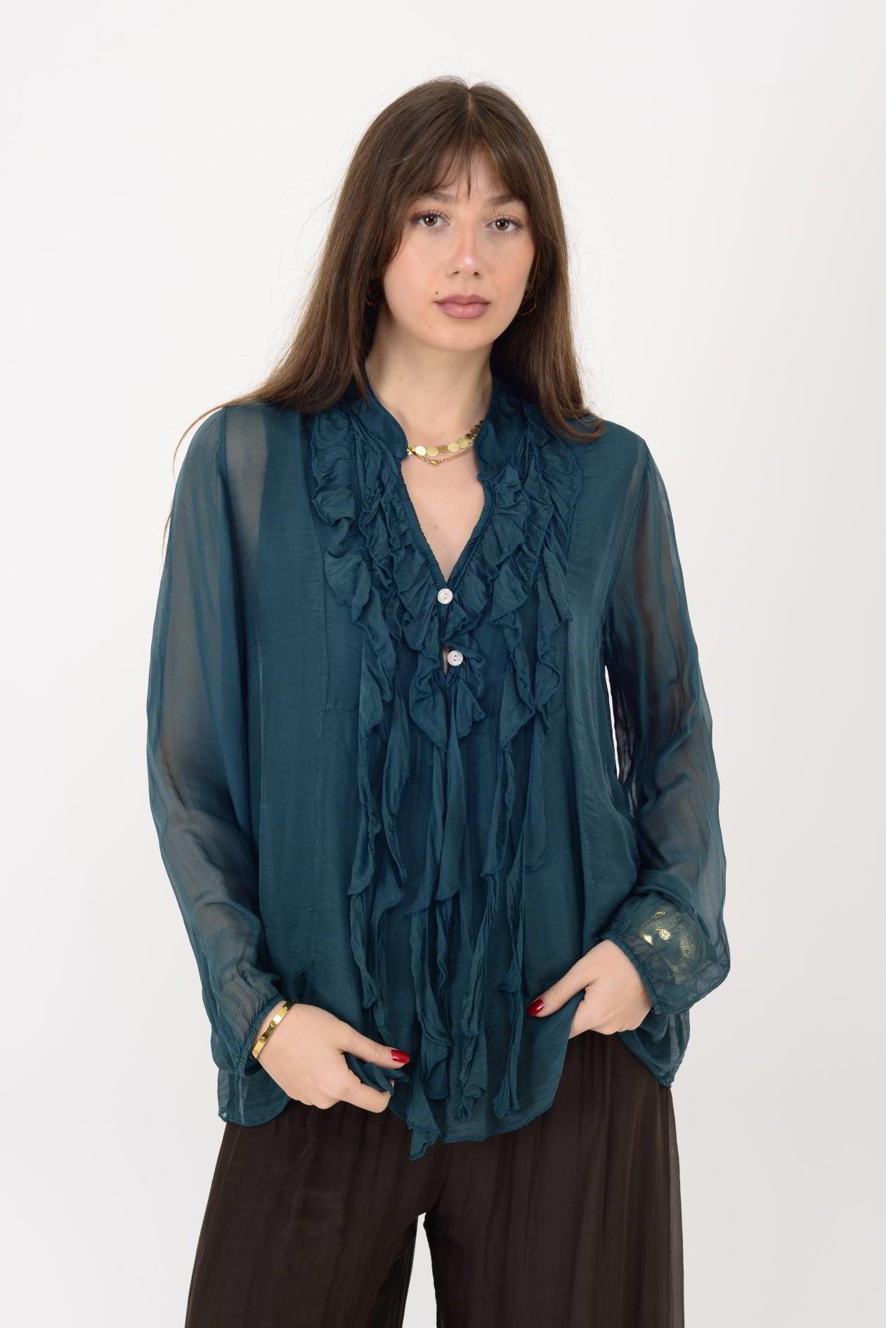 7322 COSTELLO FIRFIR DETAYLI İPEK BLUZ