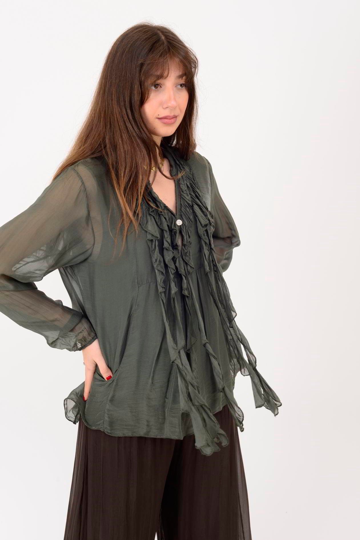 7322 COSTELLO FIRFIR DETAYLI İPEK BLUZ