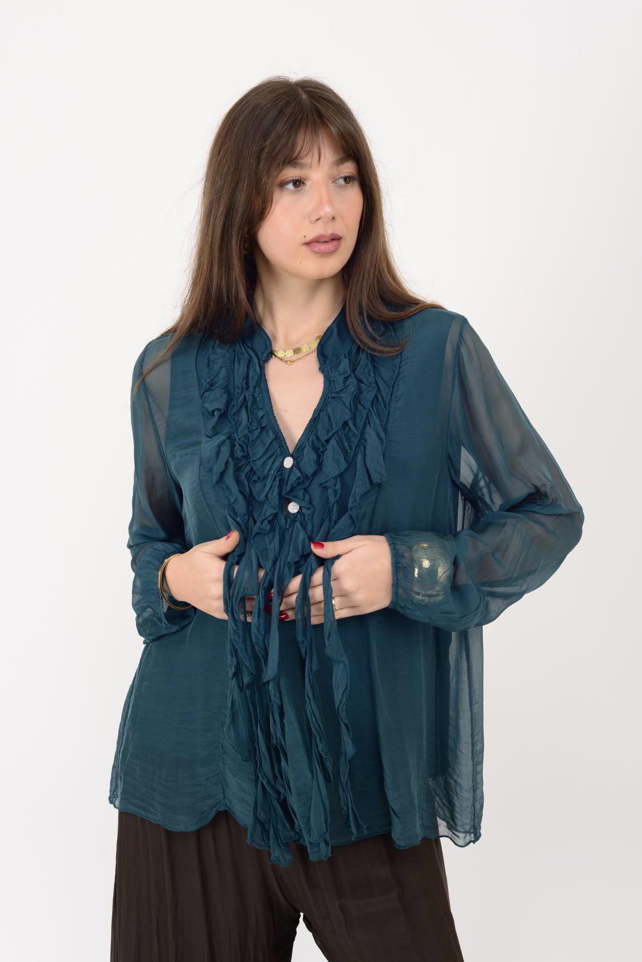 7322 COSTELLO FIRFIR DETAYLI İPEK BLUZ