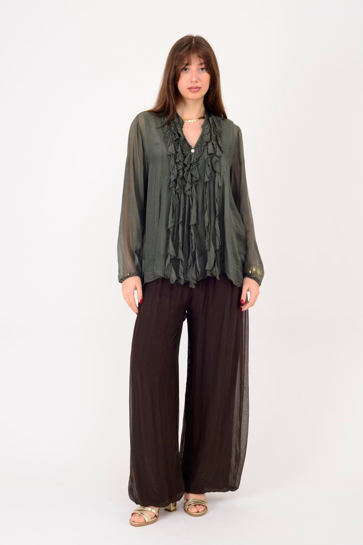 7322 COSTELLO FIRFIR DETAYLI İPEK BLUZ