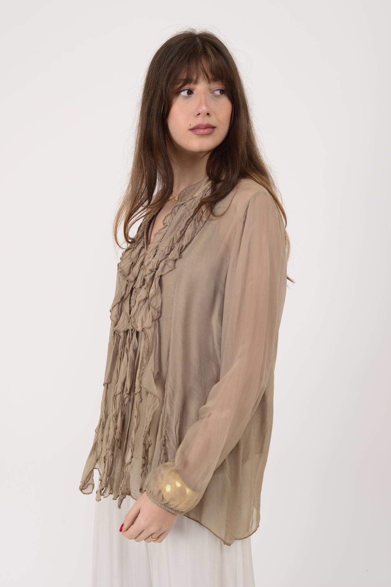 7322 COSTELLO FIRFIR DETAYLI İPEK BLUZ