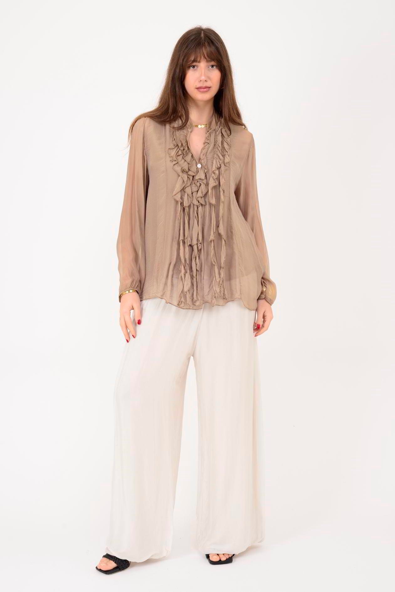 7322 COSTELLO FIRFIR DETAYLI İPEK BLUZ