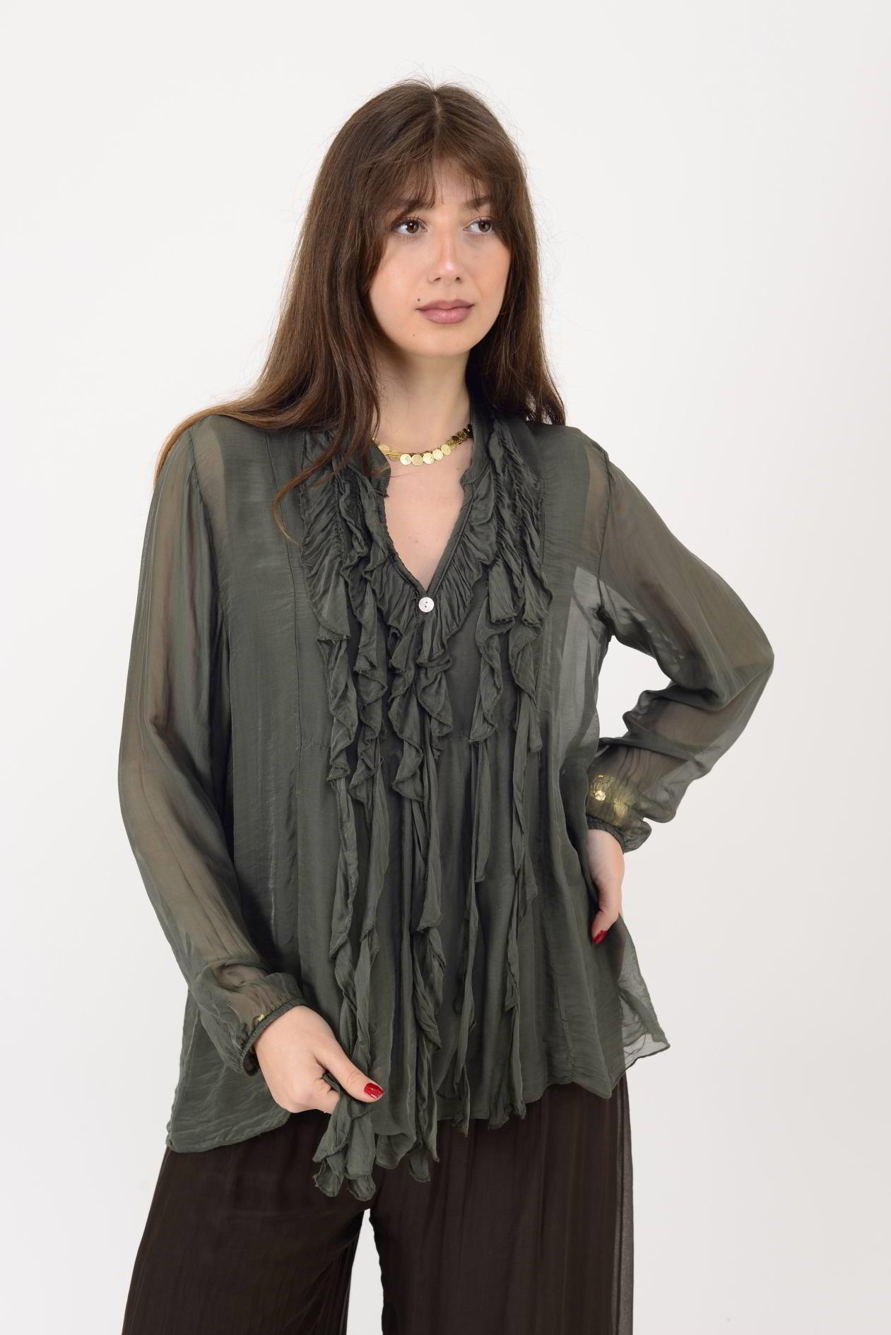 7322 COSTELLO FIRFIR DETAYLI İPEK BLUZ