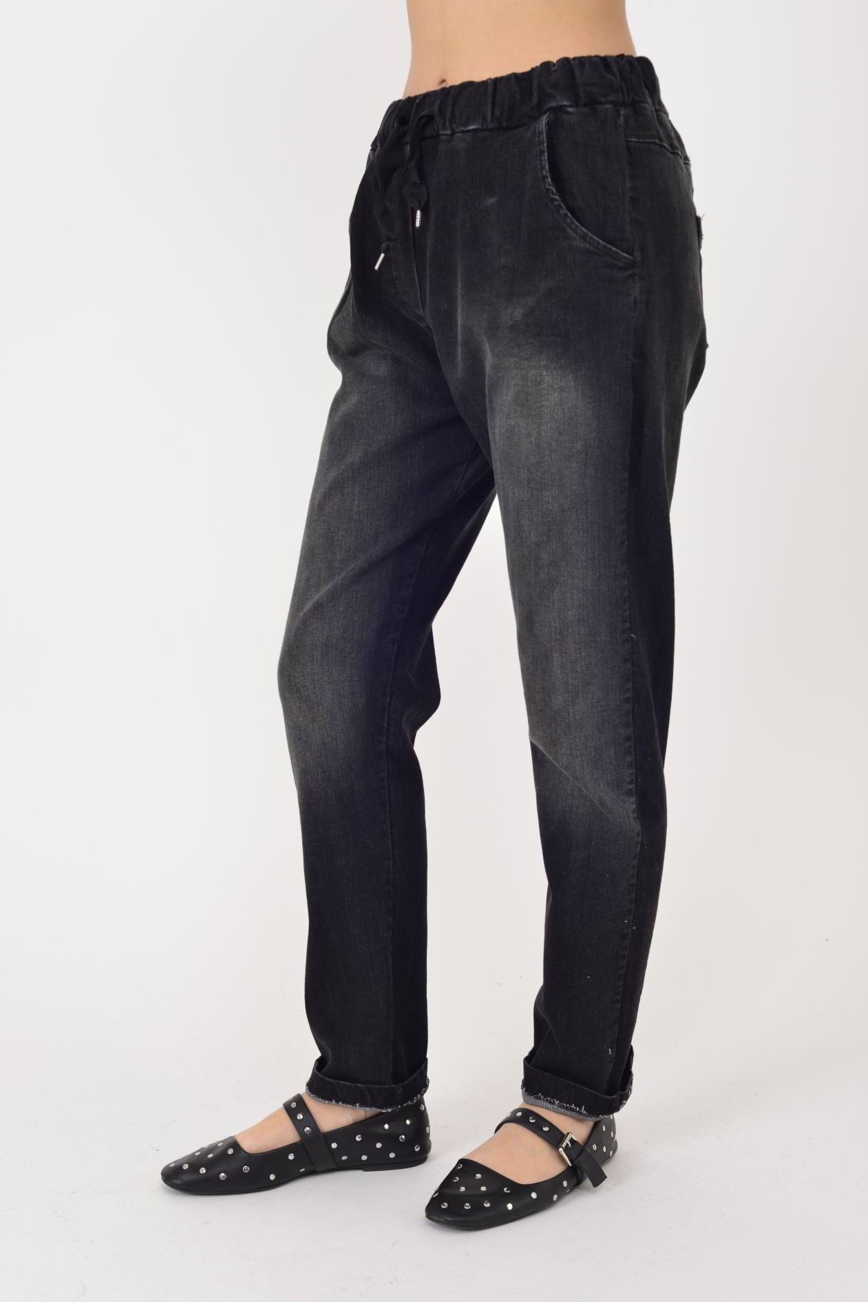 82150 BELİ LASTİKLİ KOT PANTOLON