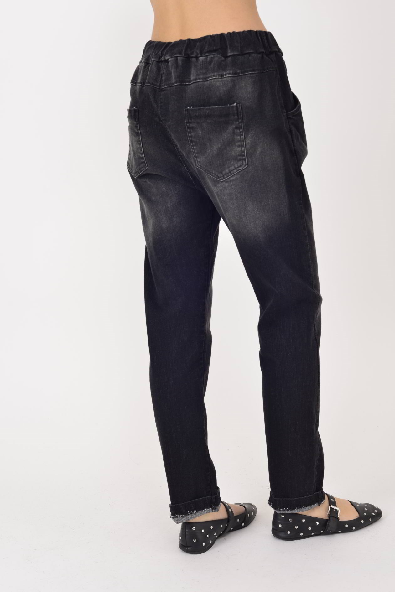 82150 BELİ LASTİKLİ KOT PANTOLON