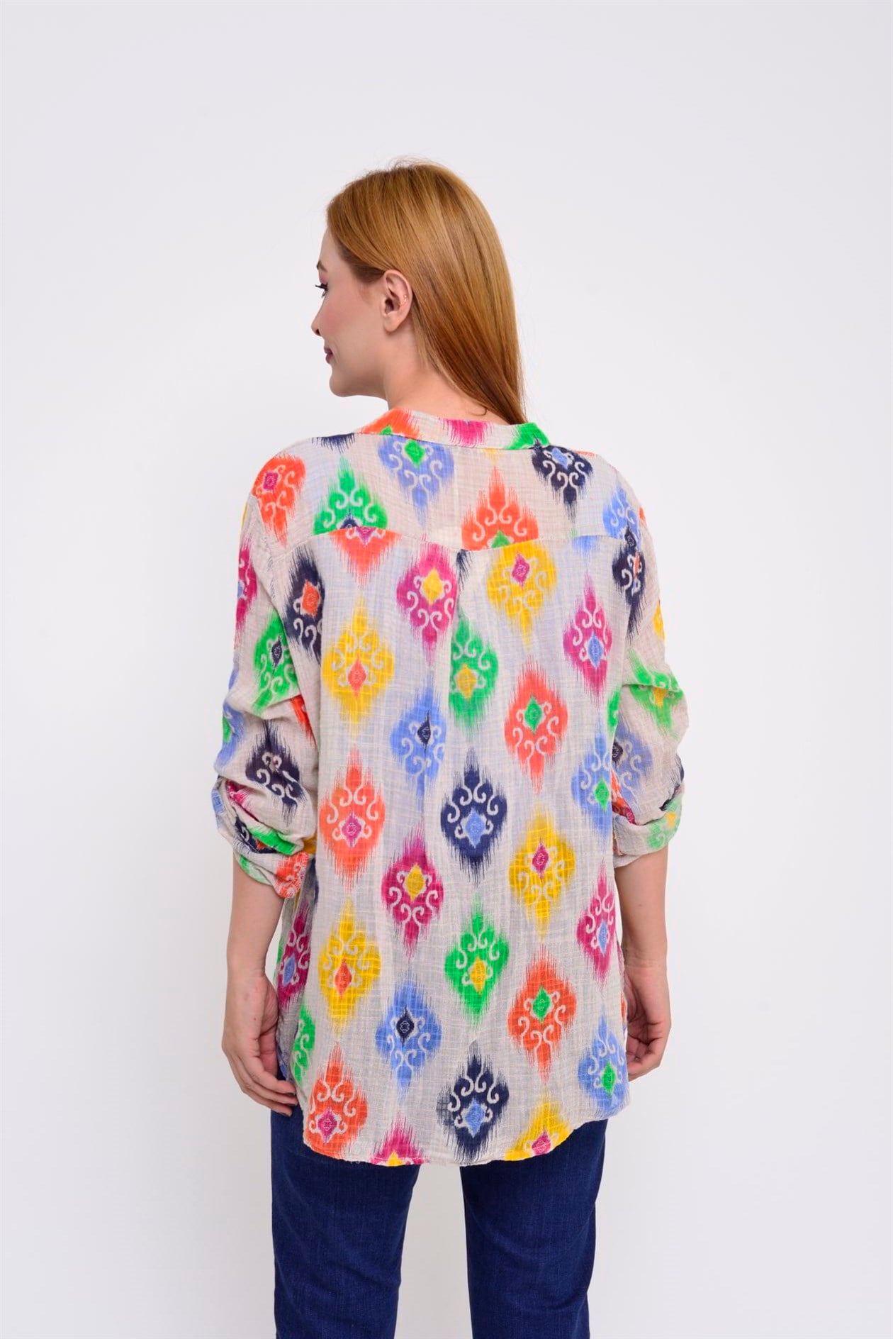 83931 IKAT DESENLİ GÖMLEK