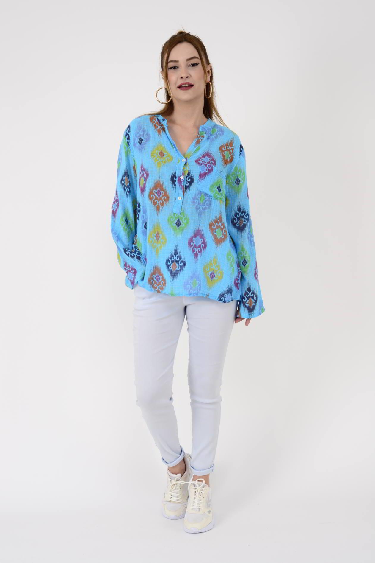 83931 IKAT DESENLİ GÖMLEK