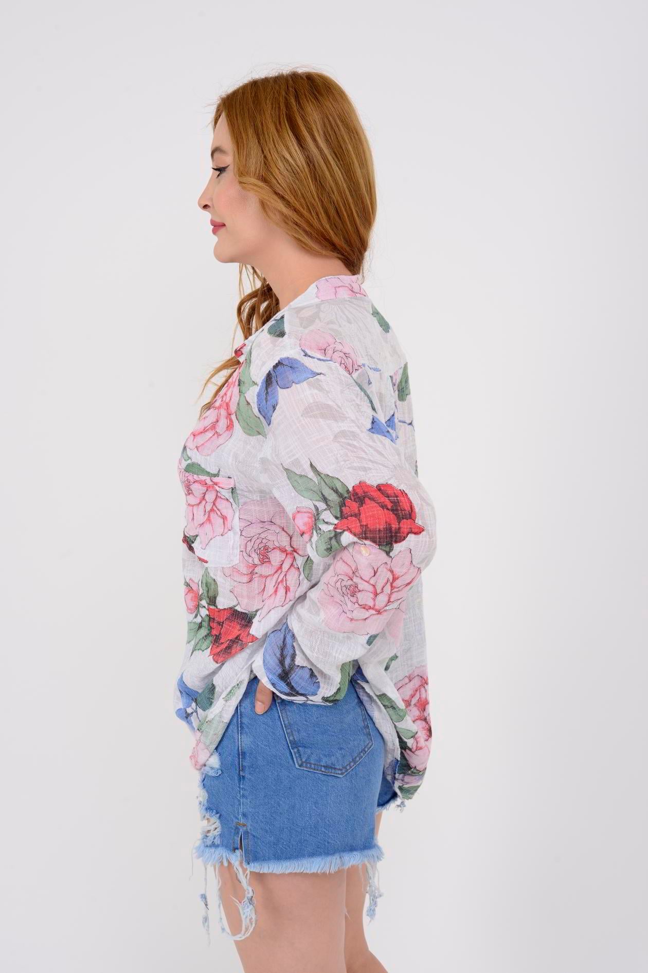 83931 VICTORIA GÜL DESENLİ GÖMLEK