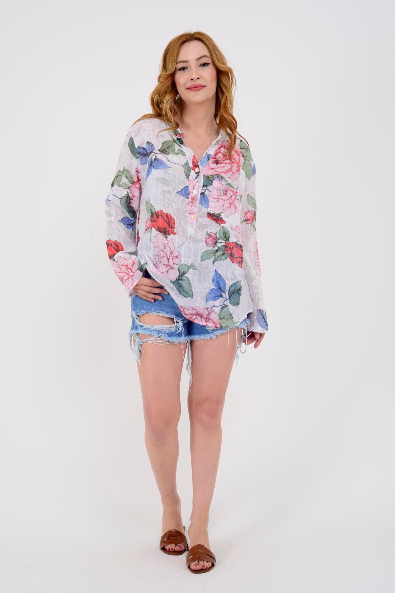 83931 VICTORIA GÜL DESENLİ GÖMLEK