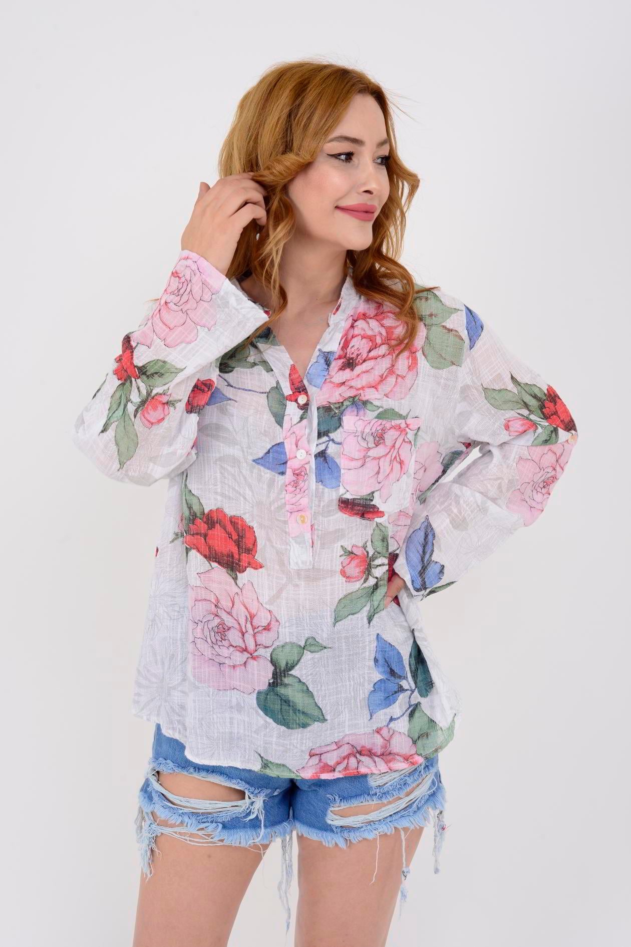83931 VICTORIA GÜL DESENLİ GÖMLEK