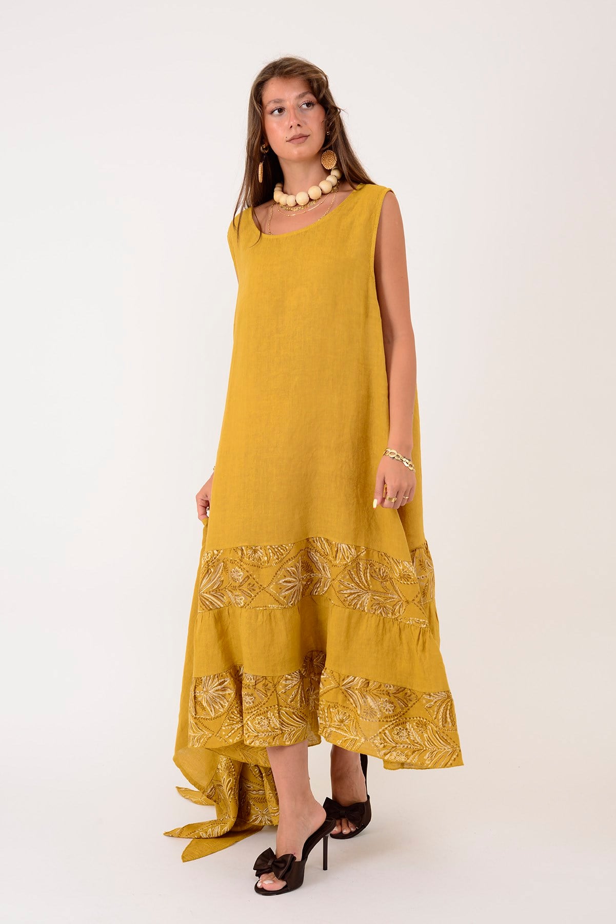 8399 LOVA YAPRAK DESEN BOLERO CEKETLİ 2Lİ KETEN TAKIM