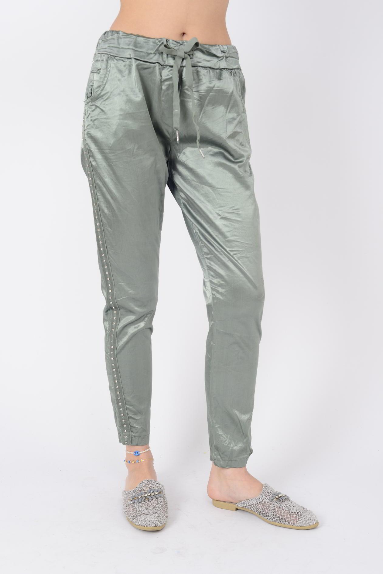 85589 ZIMBA DETAYLI PARLAK PANTOLON
