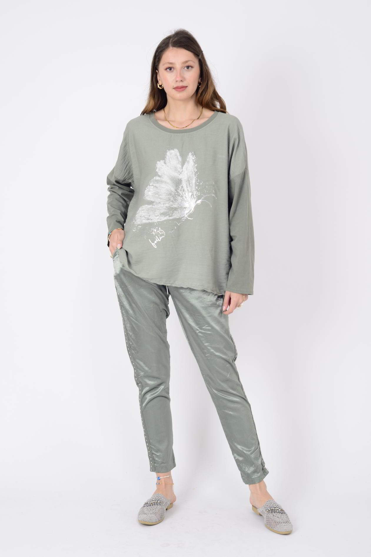 85589 ZIMBA DETAYLI PARLAK PANTOLON