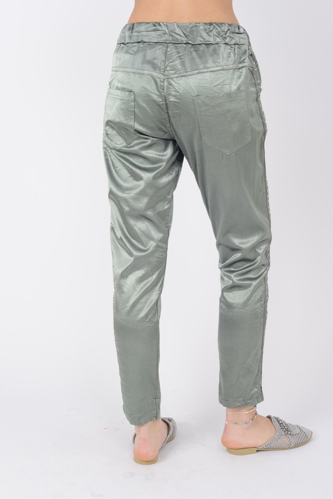 85589 ZIMBA DETAYLI PARLAK PANTOLON