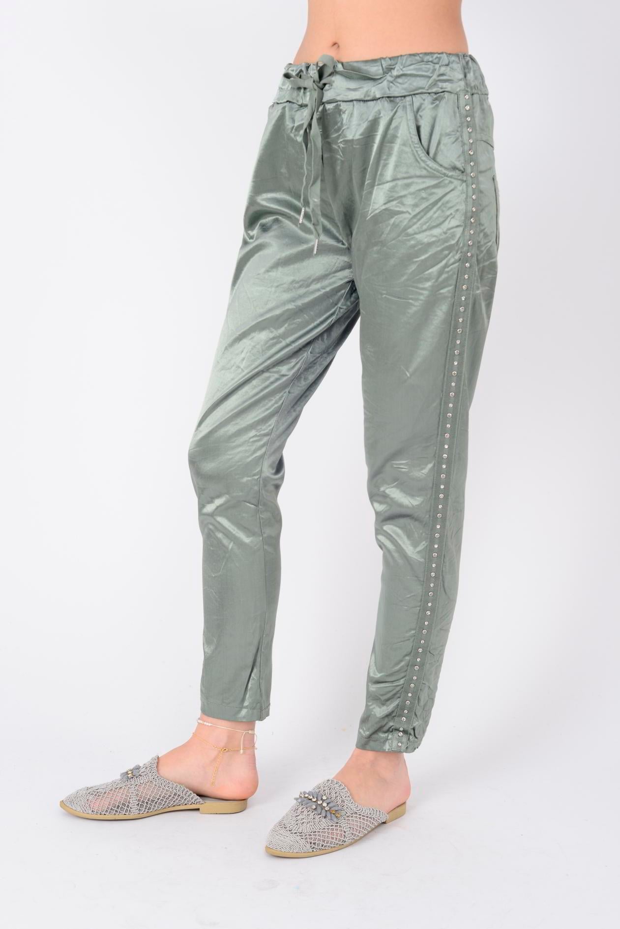 85589 ZIMBA DETAYLI PARLAK PANTOLON
