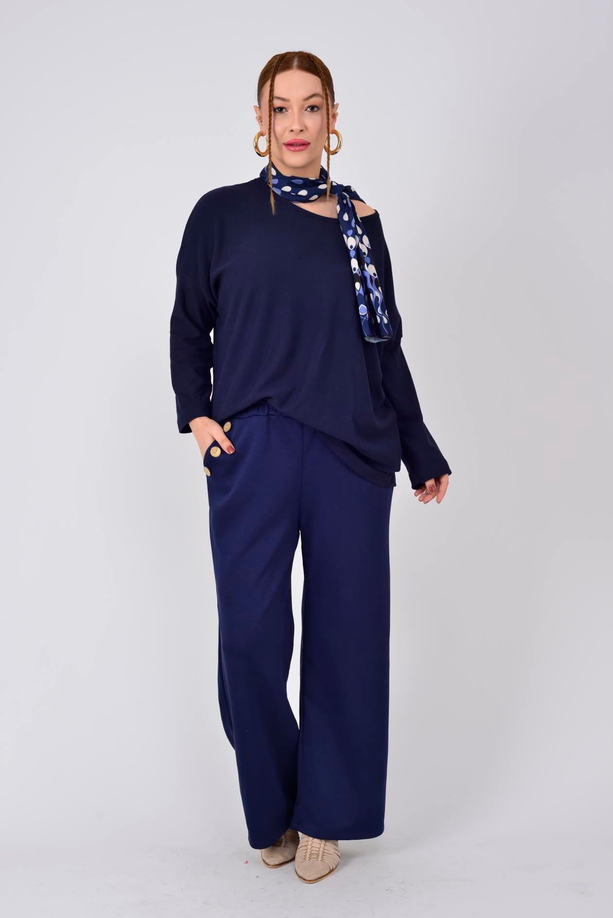 8573 DÜĞME DETAYLI MODAL PANTOLON