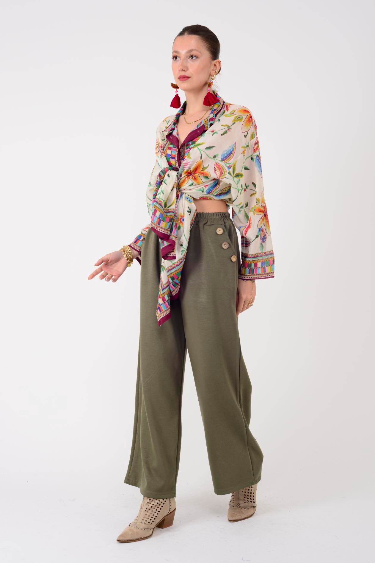 8573 DÜĞME DETAYLI MODAL PANTOLON
