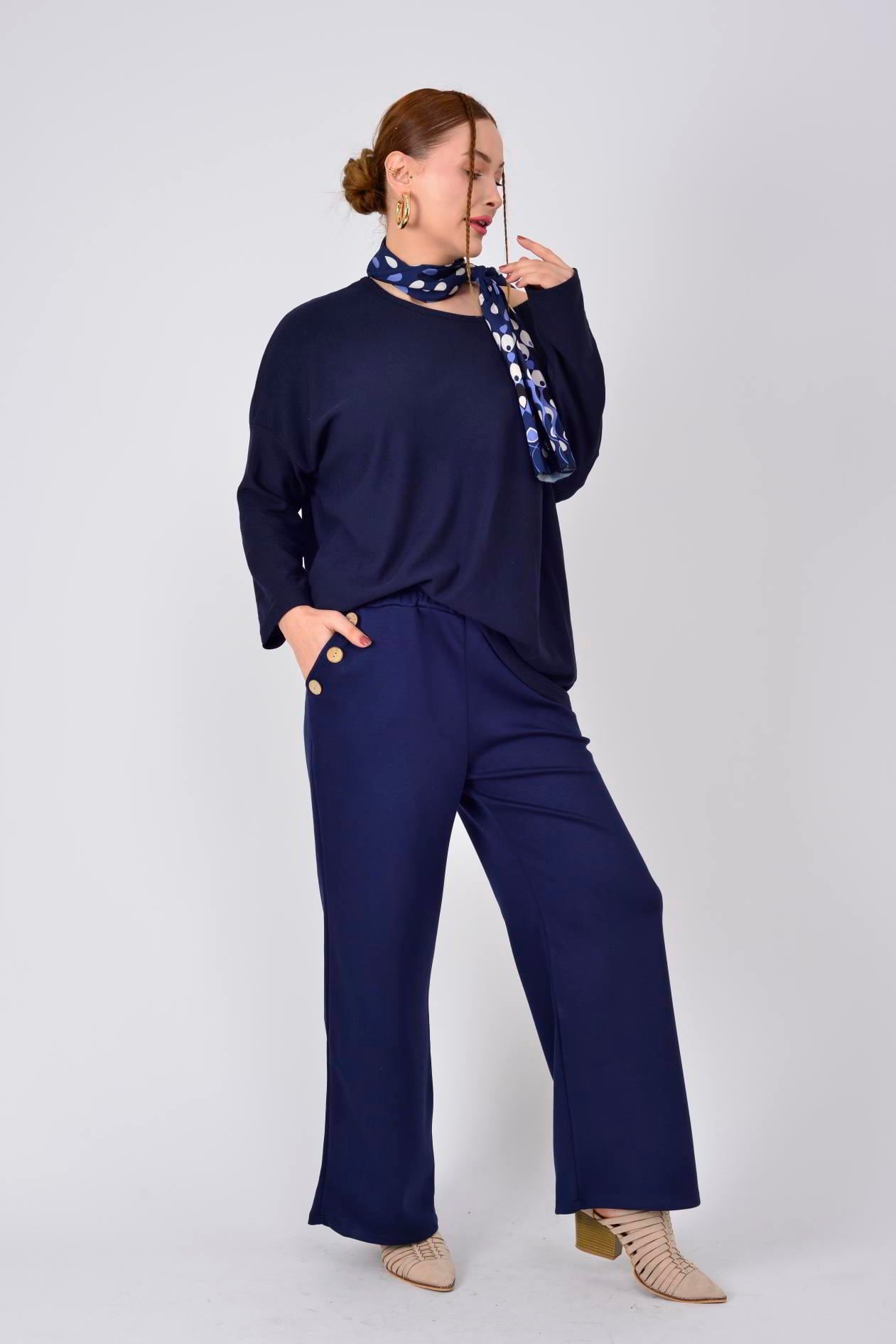 8573 DÜĞME DETAYLI MODAL PANTOLON