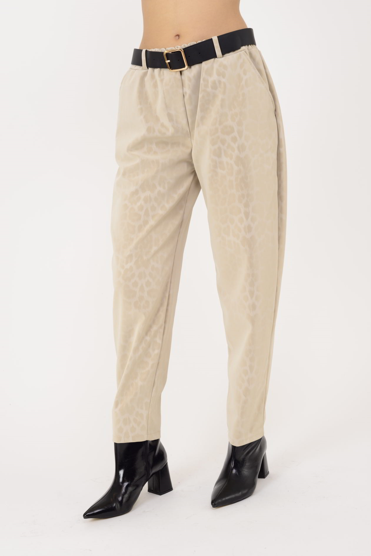 8600 KEMER DETAYLI LEOPAR DESEN PANTOLON