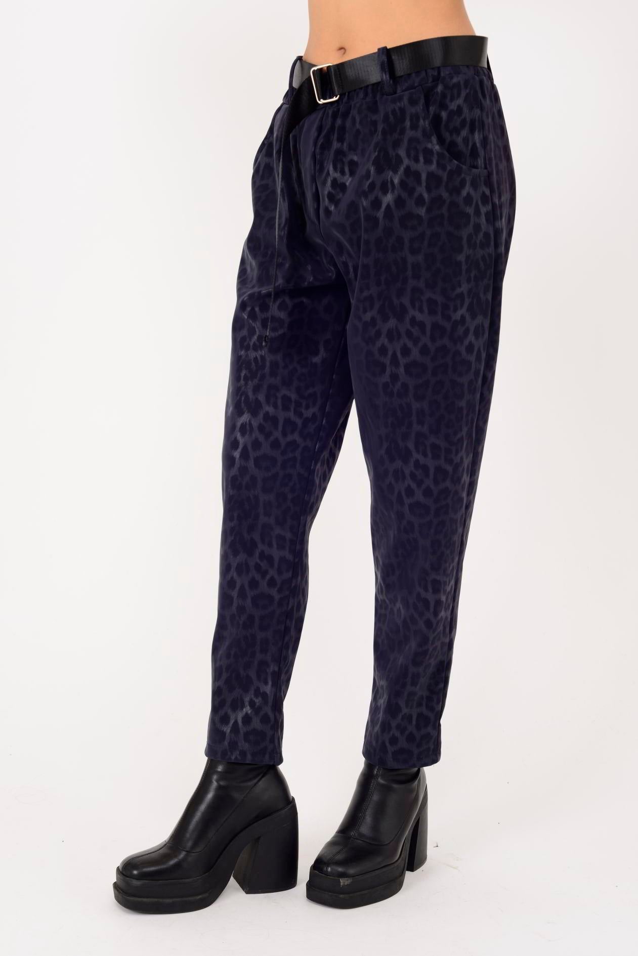 8600 KEMER DETAYLI LEOPAR DESEN PANTOLON