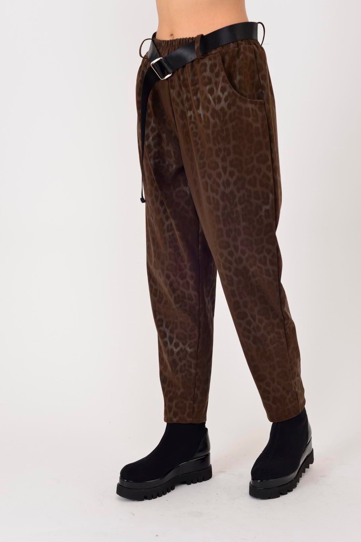 8600 KEMER DETAYLI LEOPAR DESEN PANTOLON