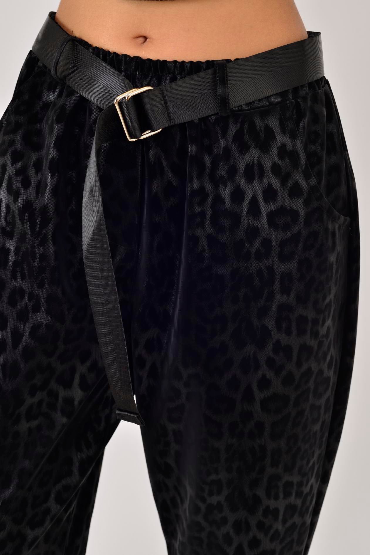 8600 KEMER DETAYLI LEOPAR DESEN PANTOLON