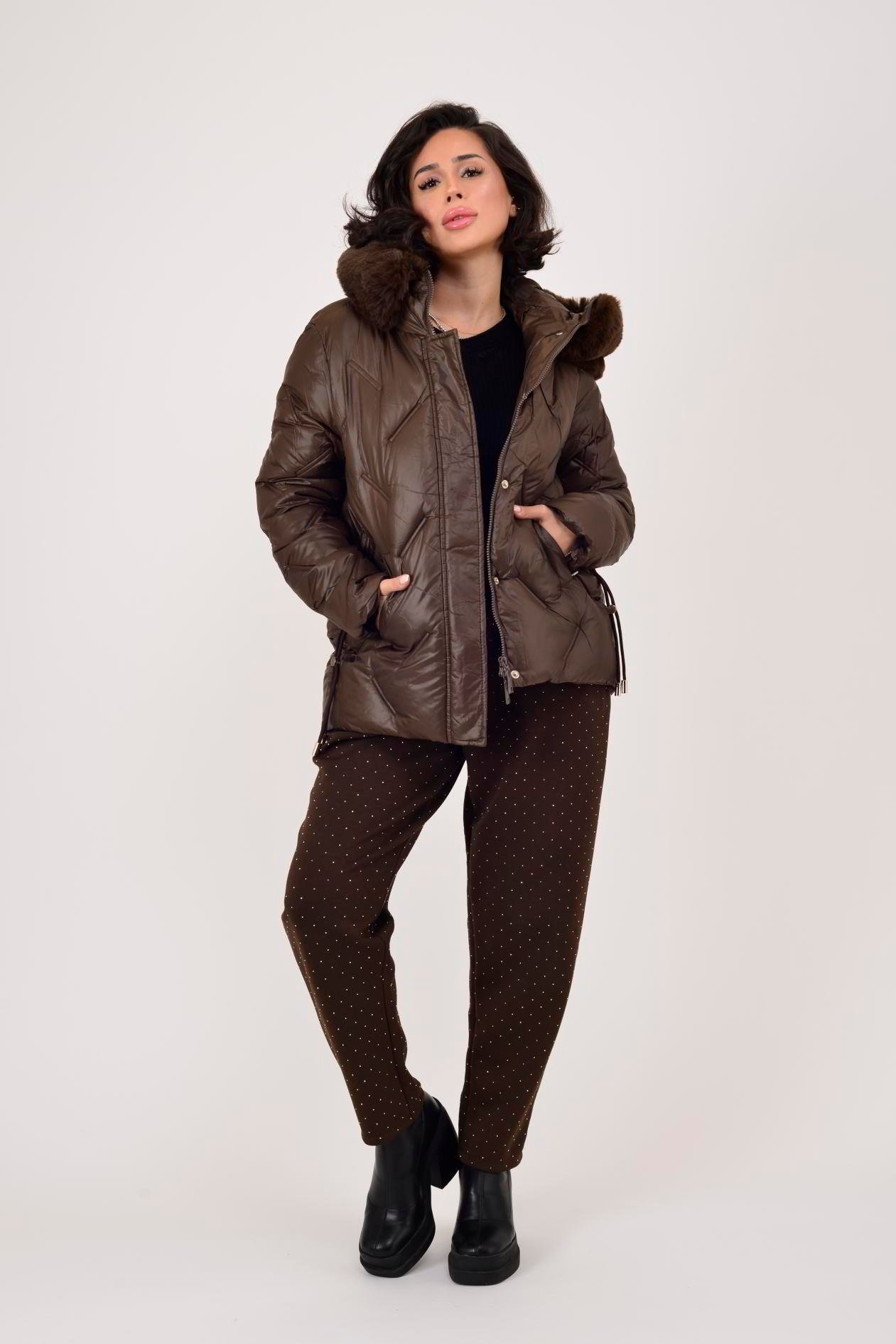 8657 KÜRK DETAYLI KAPÜŞONLU KAPİTONE MONT