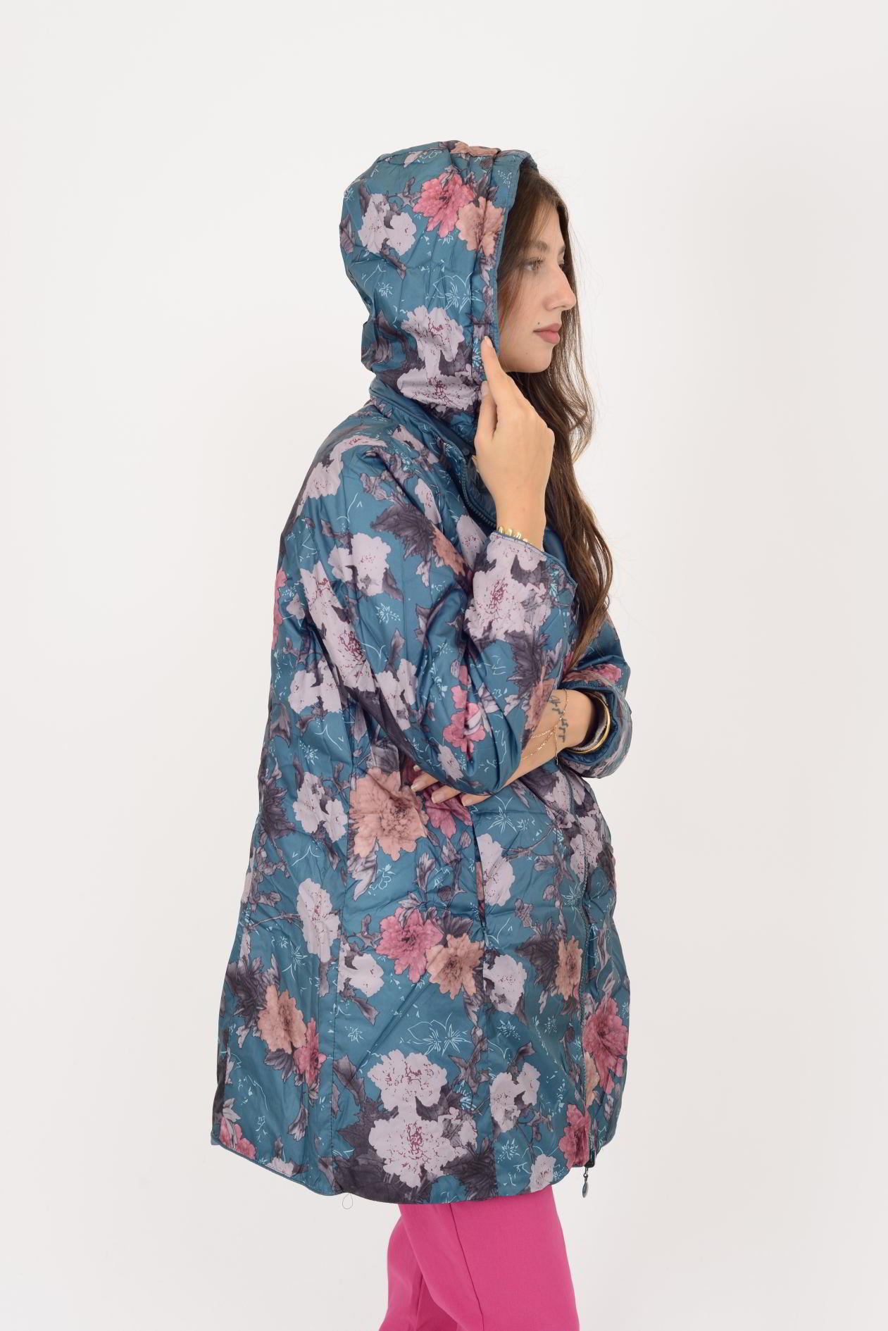 8951 TWIN ÇİÇEK DESENLİ ÇİFT TARAFLI KAPİTONE MONT