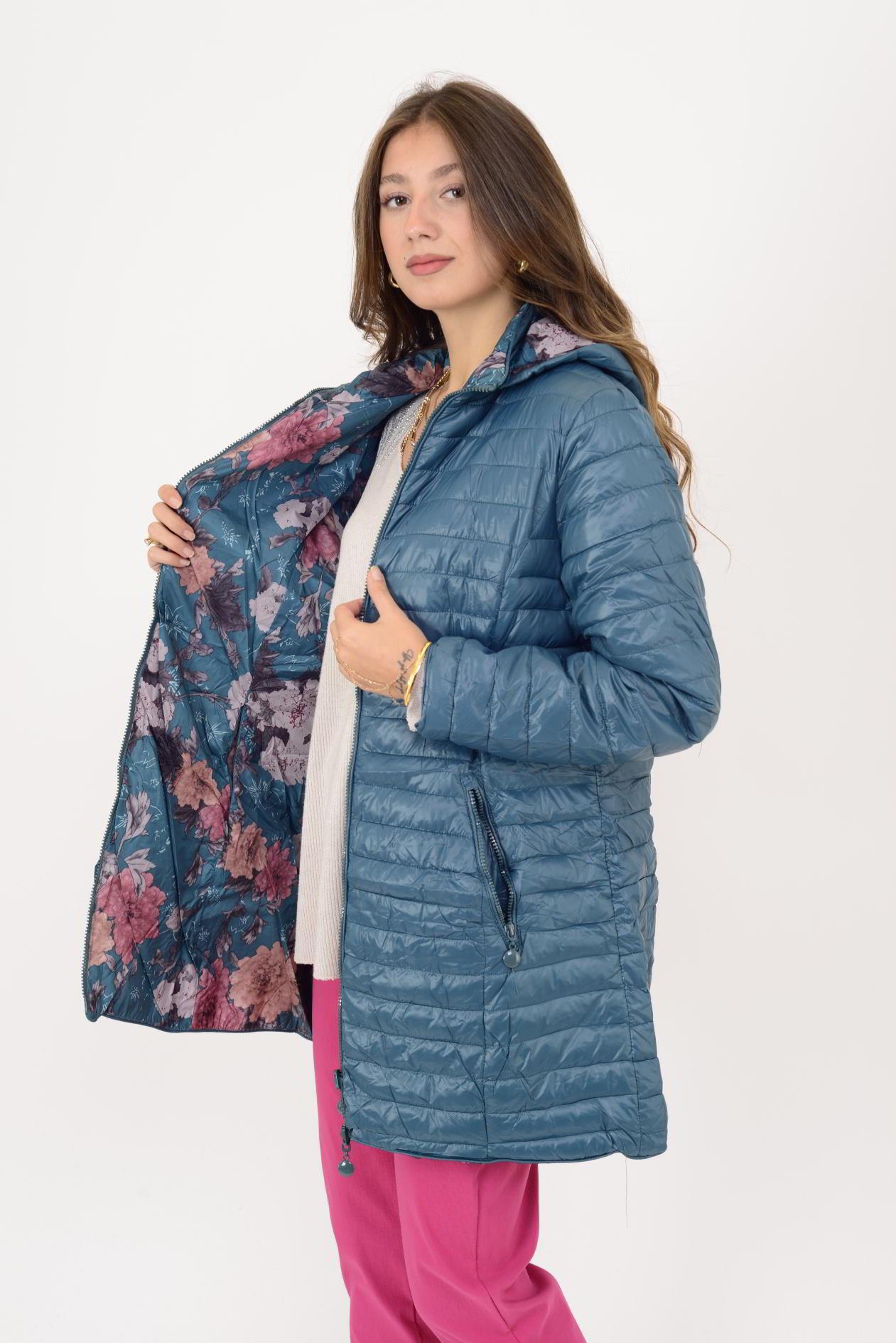 8951 TWIN ÇİÇEK DESENLİ ÇİFT TARAFLI KAPİTONE MONT