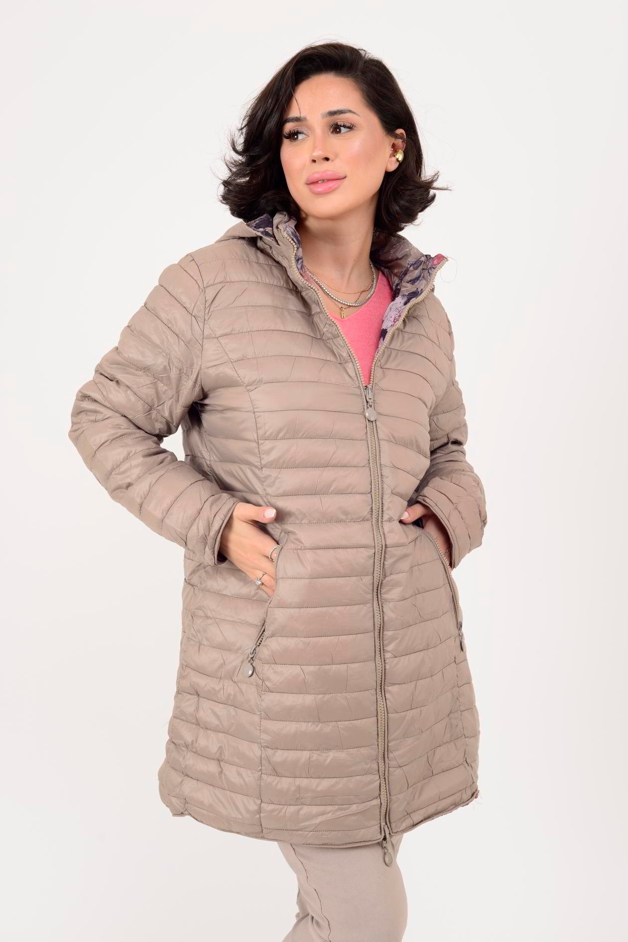 8951 TWIN ÇİÇEK DESENLİ ÇİFT TARAFLI KAPİTONE MONT