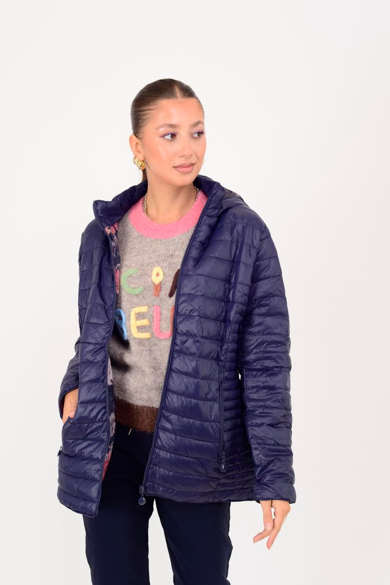 8960 ASTARI ÇİÇEK DESENLİ KAPİTONE MONT