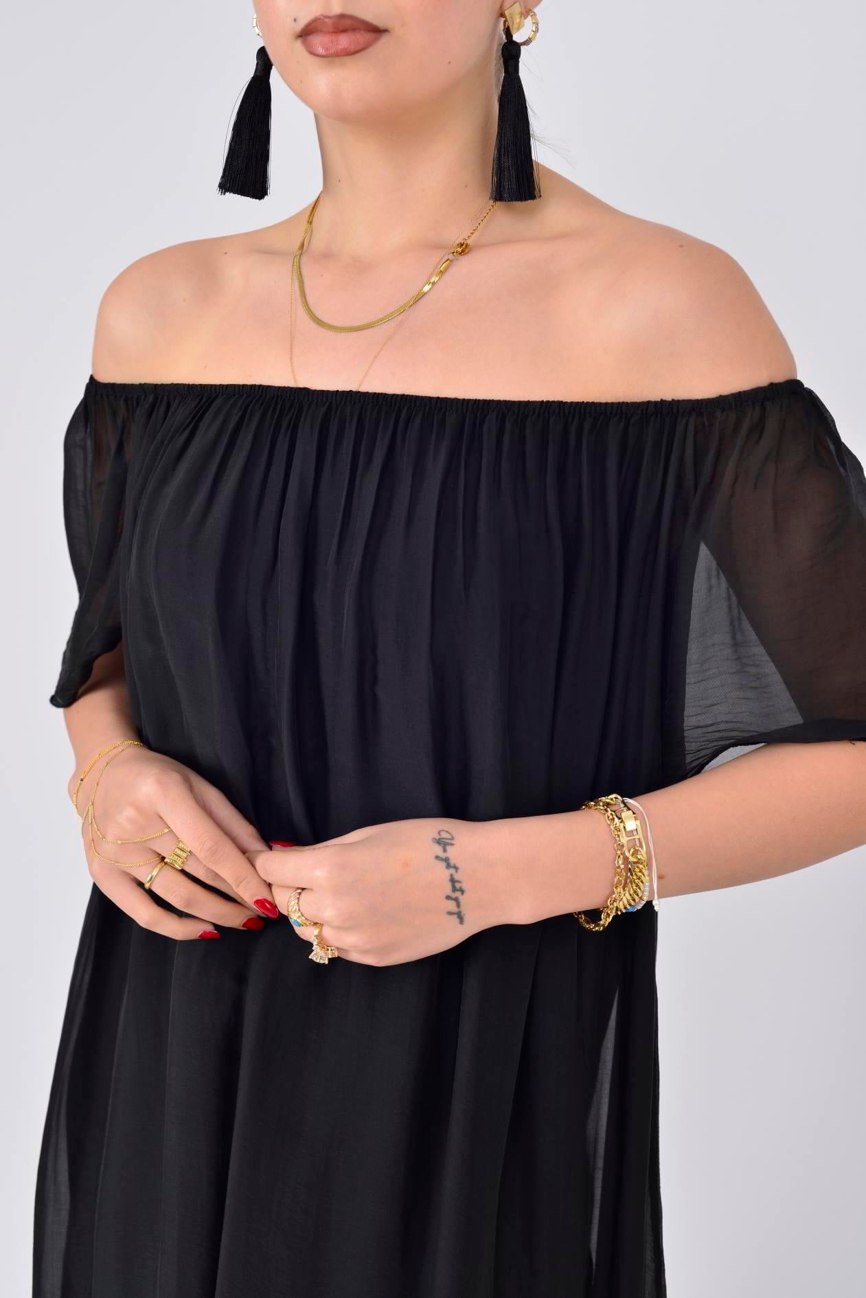 9606 MADONNA YAKA KISA İPEK ELBİSE