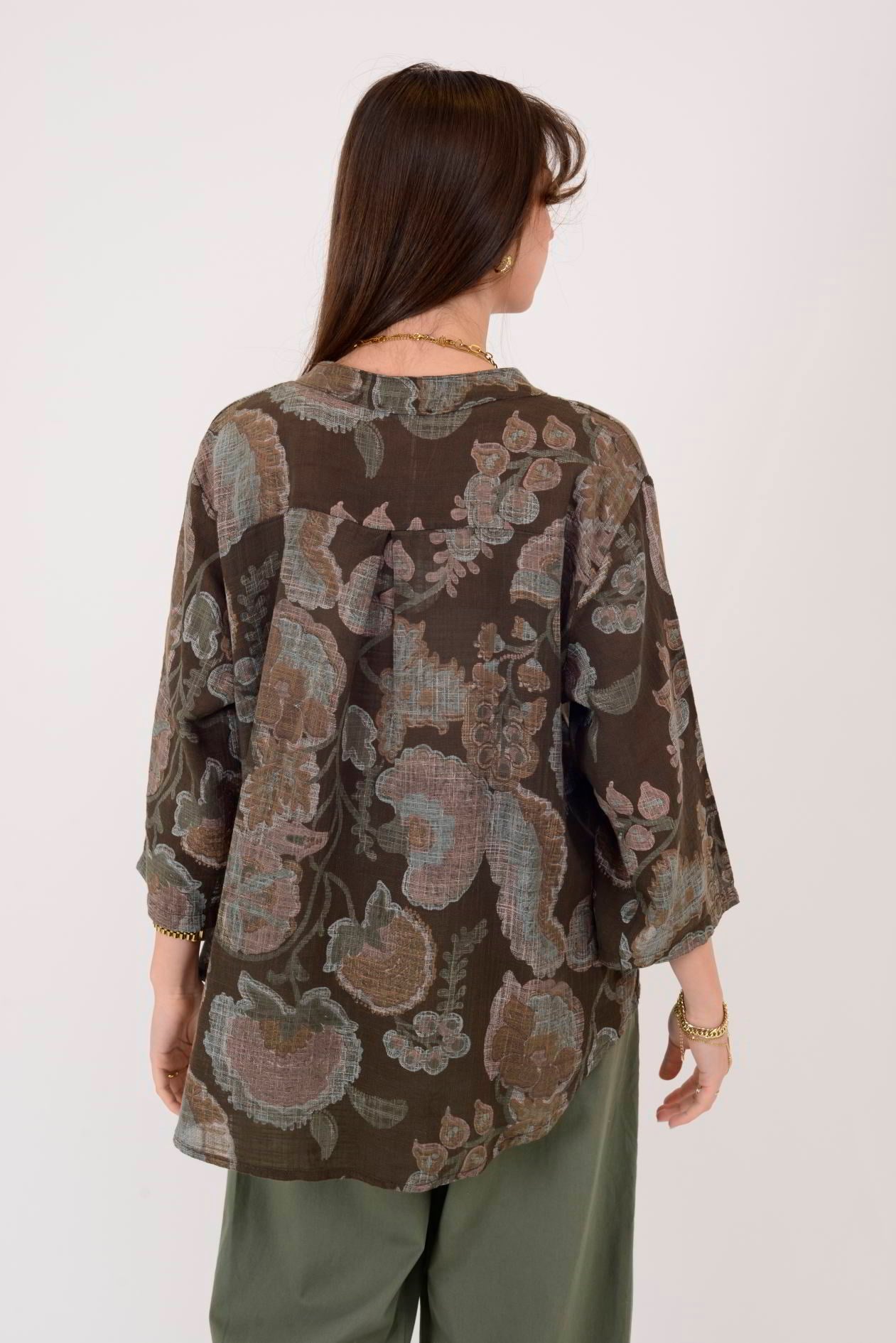 A0185 KADİFE ÇİÇEĞİ DESEN GÖMLEK