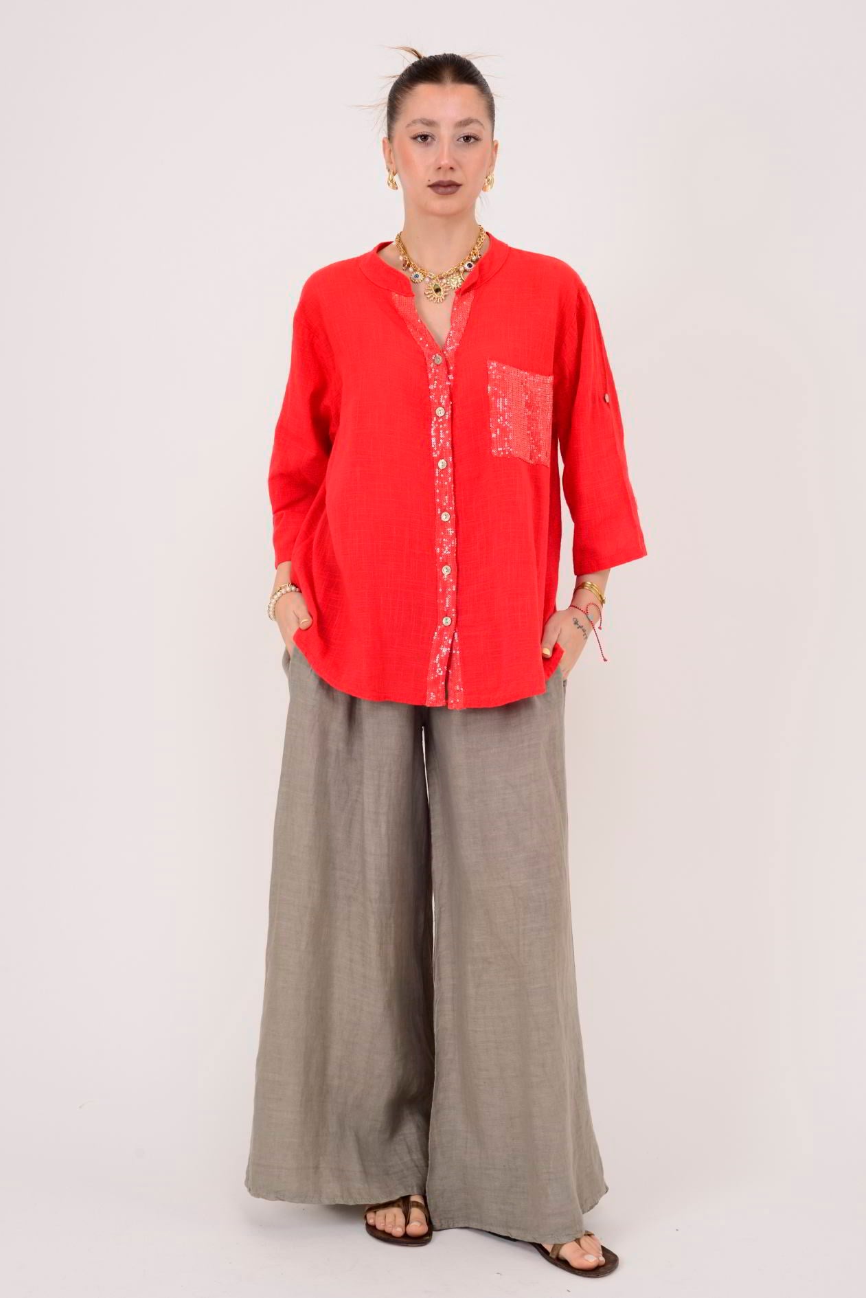 A0185 PAYET DETAYLI GÖMLEK