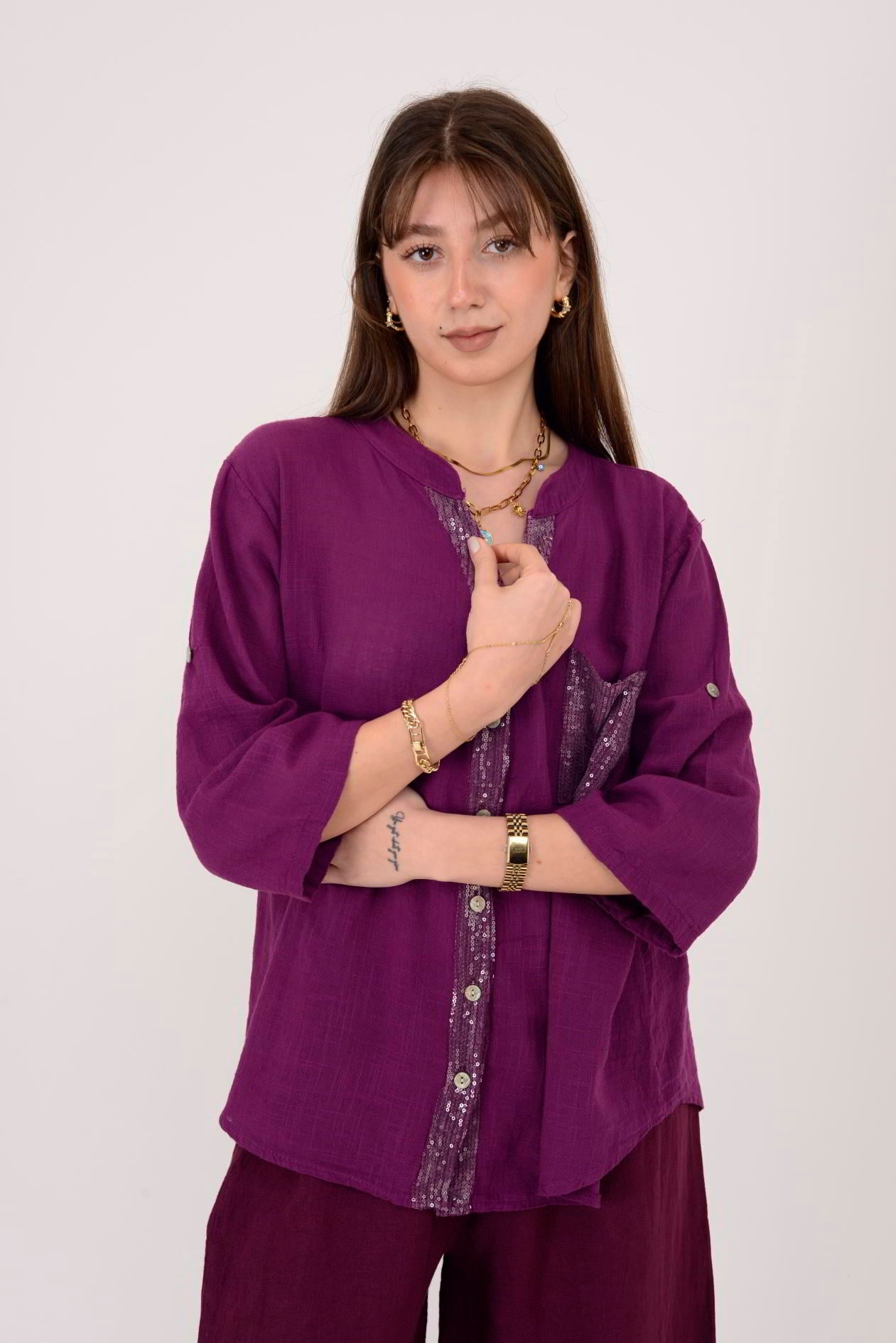 A0185 PAYET DETAYLI GÖMLEK