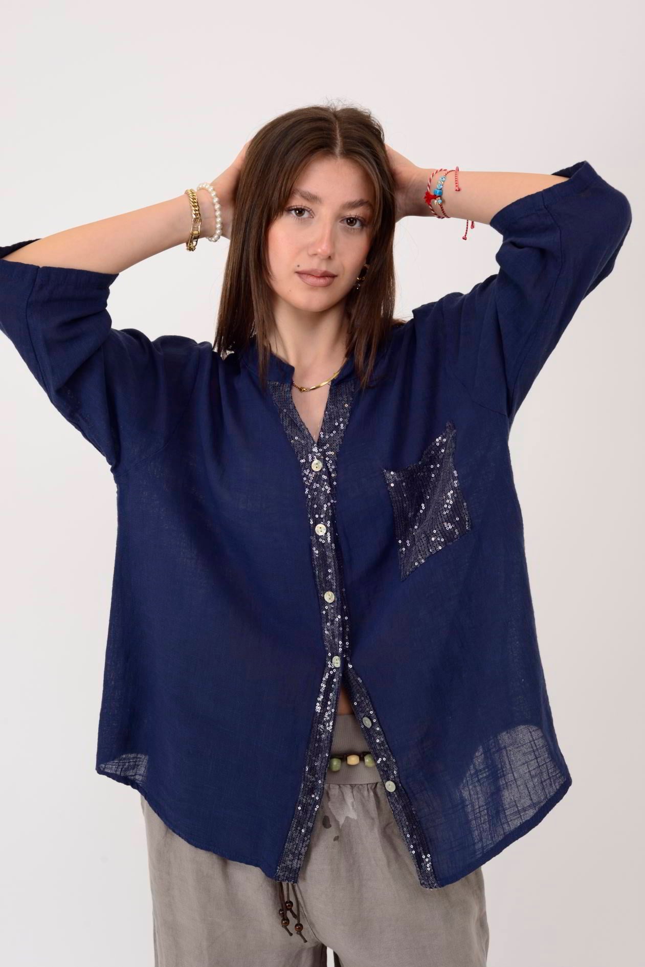 A0185 PAYET DETAYLI GÖMLEK